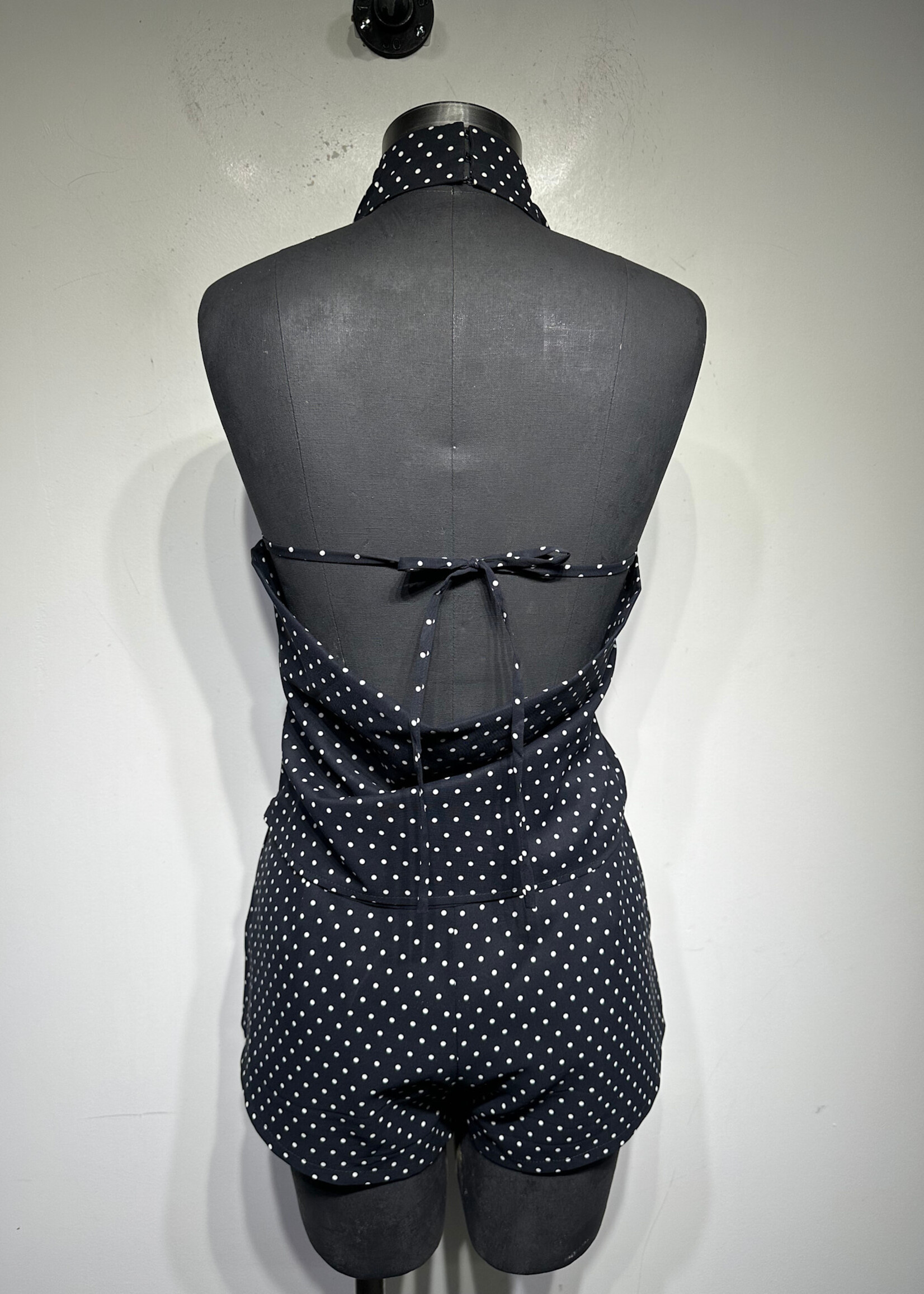 Naked Vice Navy Polka Dot Tank & Short Set Fem S