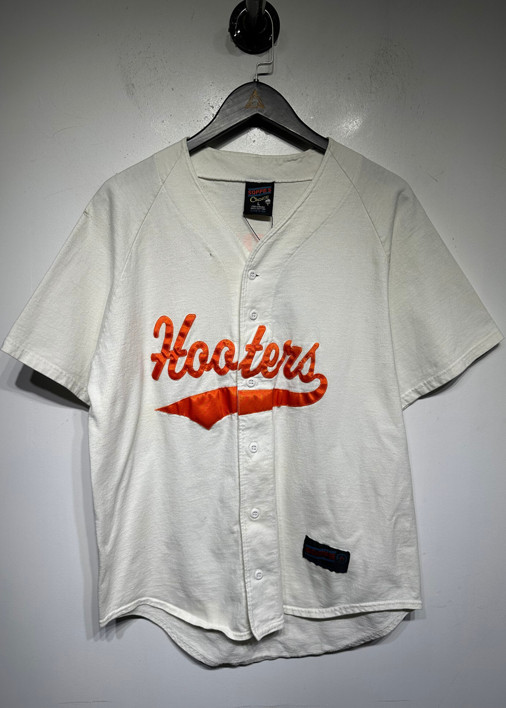 Hooters White Orange Vintage Baseball Jersey L