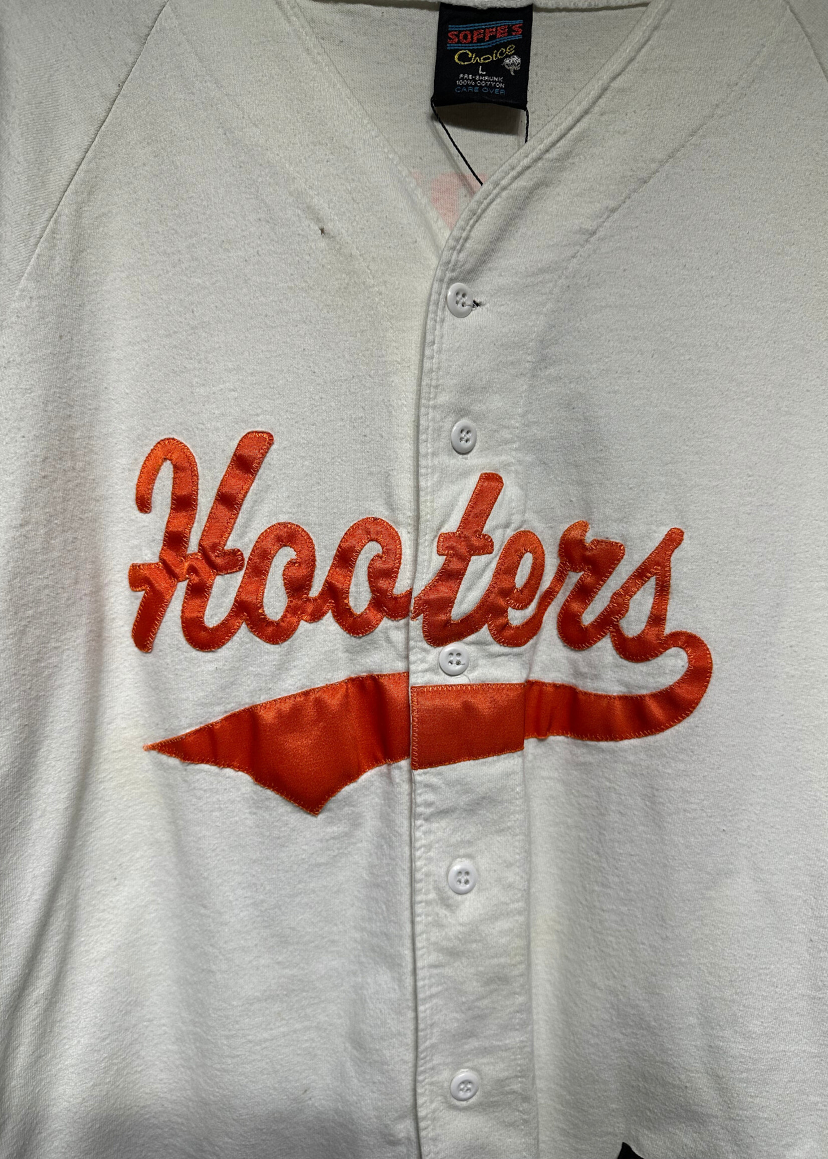 Hooters White Orange Vintage Baseball Jersey L