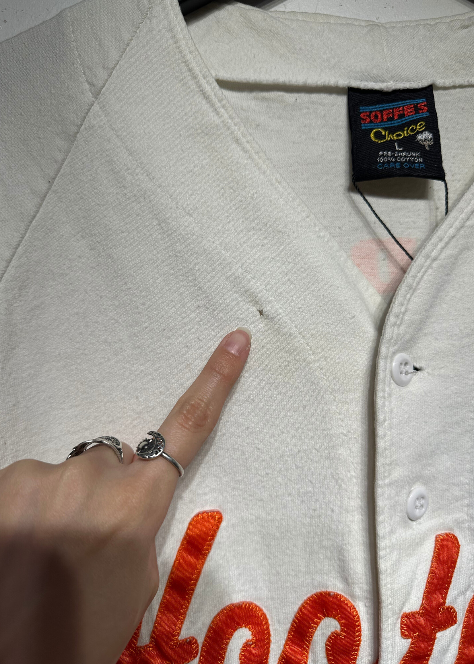 Hooters White Orange Vintage Baseball Jersey L