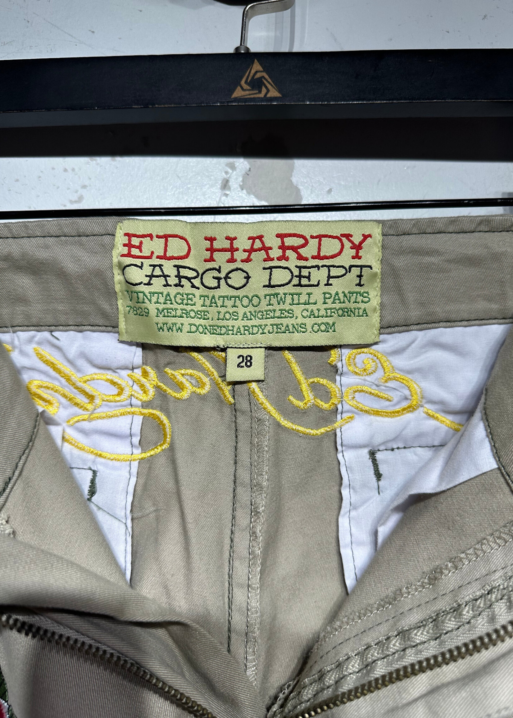 Ed Hardy NWT Beige Studded Cargo Pants 28