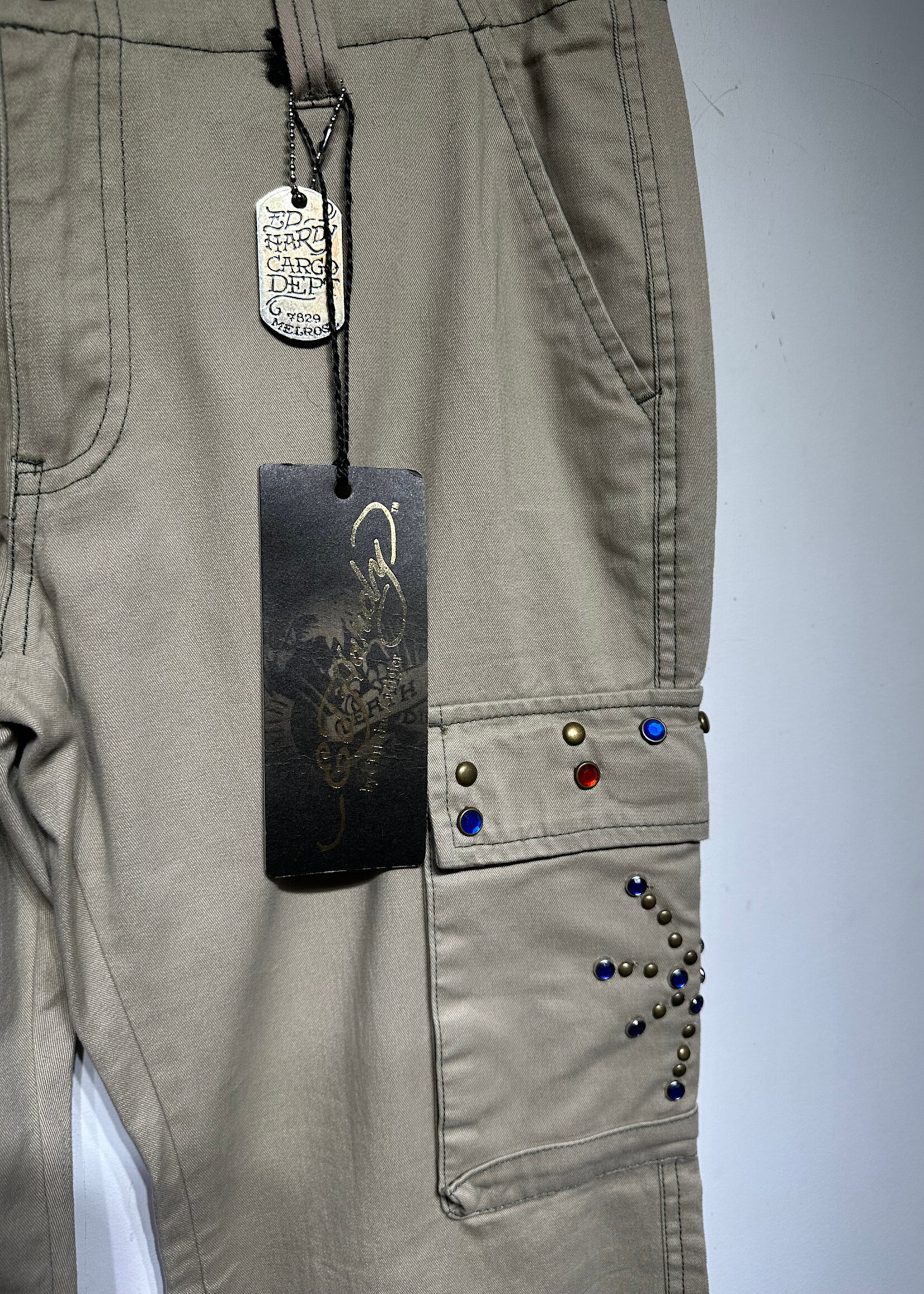 Ed Hardy NWT Beige Studded Cargo Pants 28