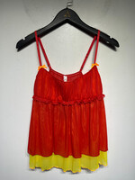 Victorias Secret 2000s Red Yellow Mesh Sheer Top M