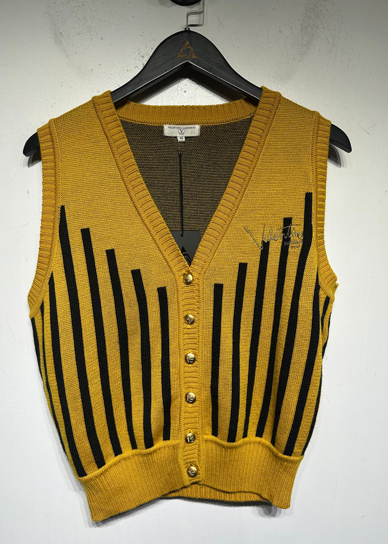 Valentino Black/Yellow Knit Vest 38/S-M