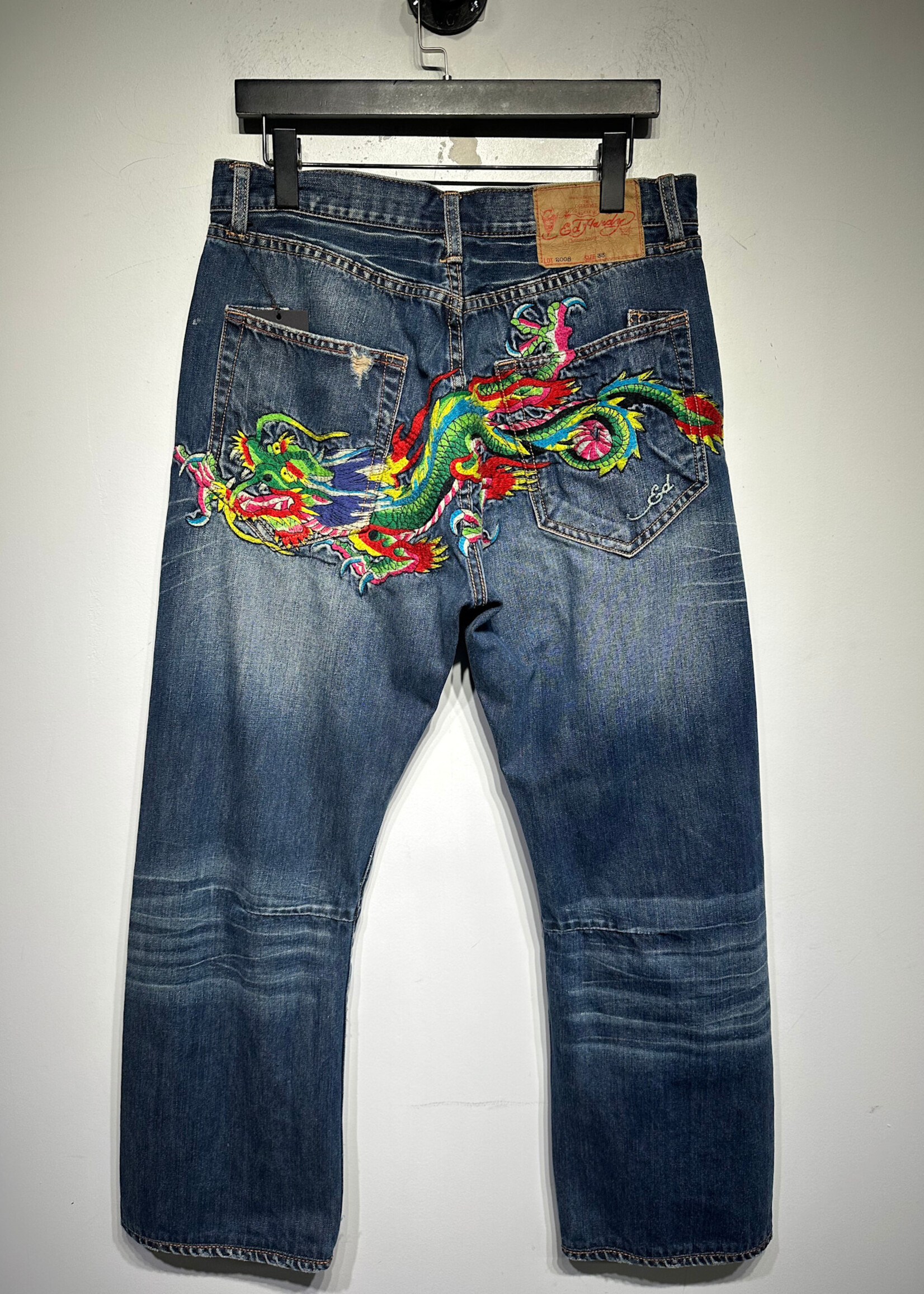Ed Hardy Y2K Dragon Sandwash Jeans Masc 33x34