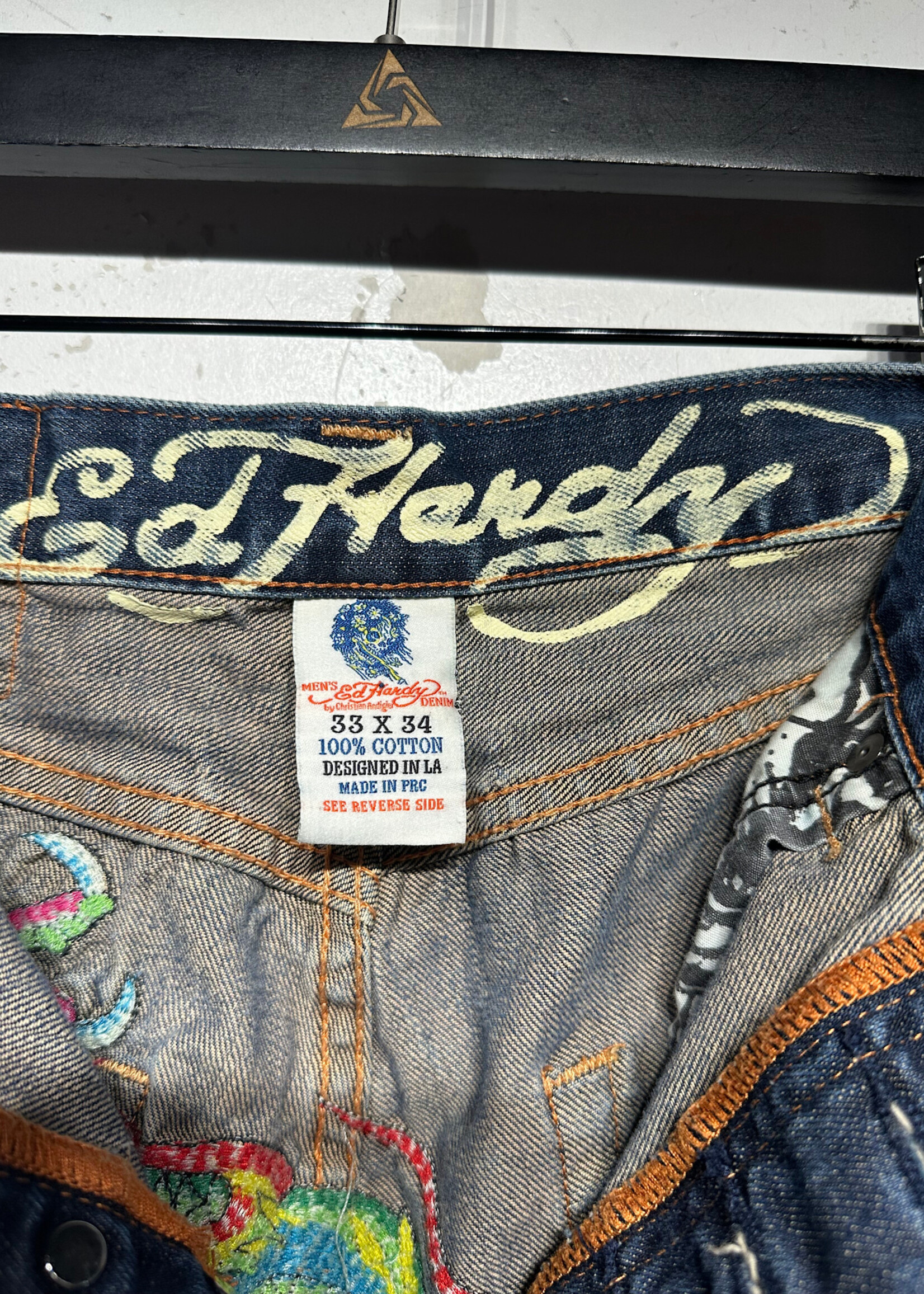 Ed Hardy Y2K Dragon Sandwash Jeans Masc 33x34