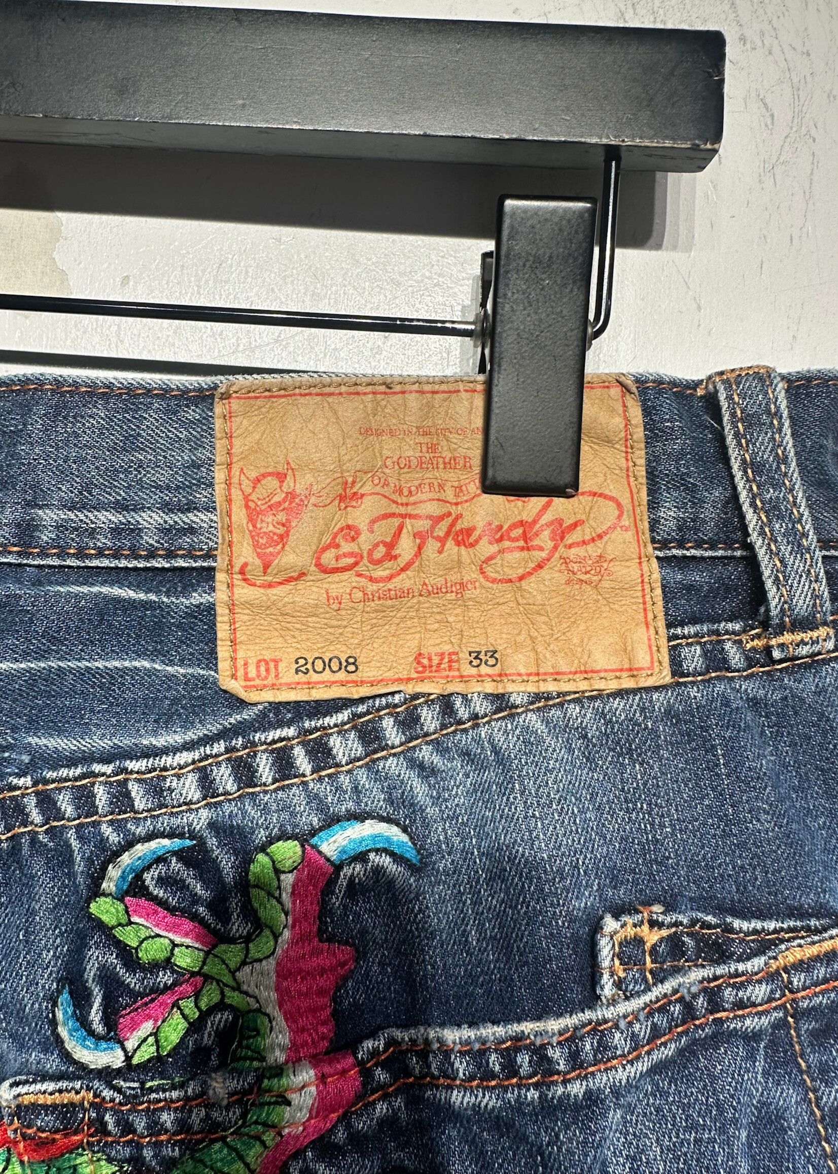 Ed Hardy Y2K Dragon Sandwash Jeans Masc 33x34