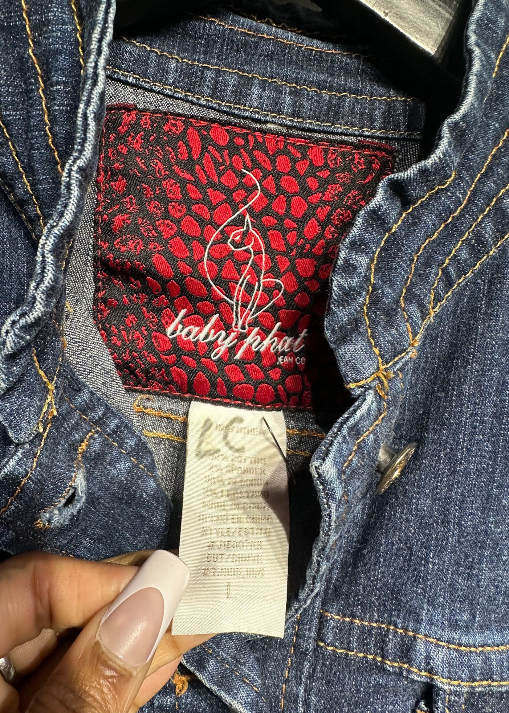 Baby Phat Dark Wash Denim Jacket Fem L