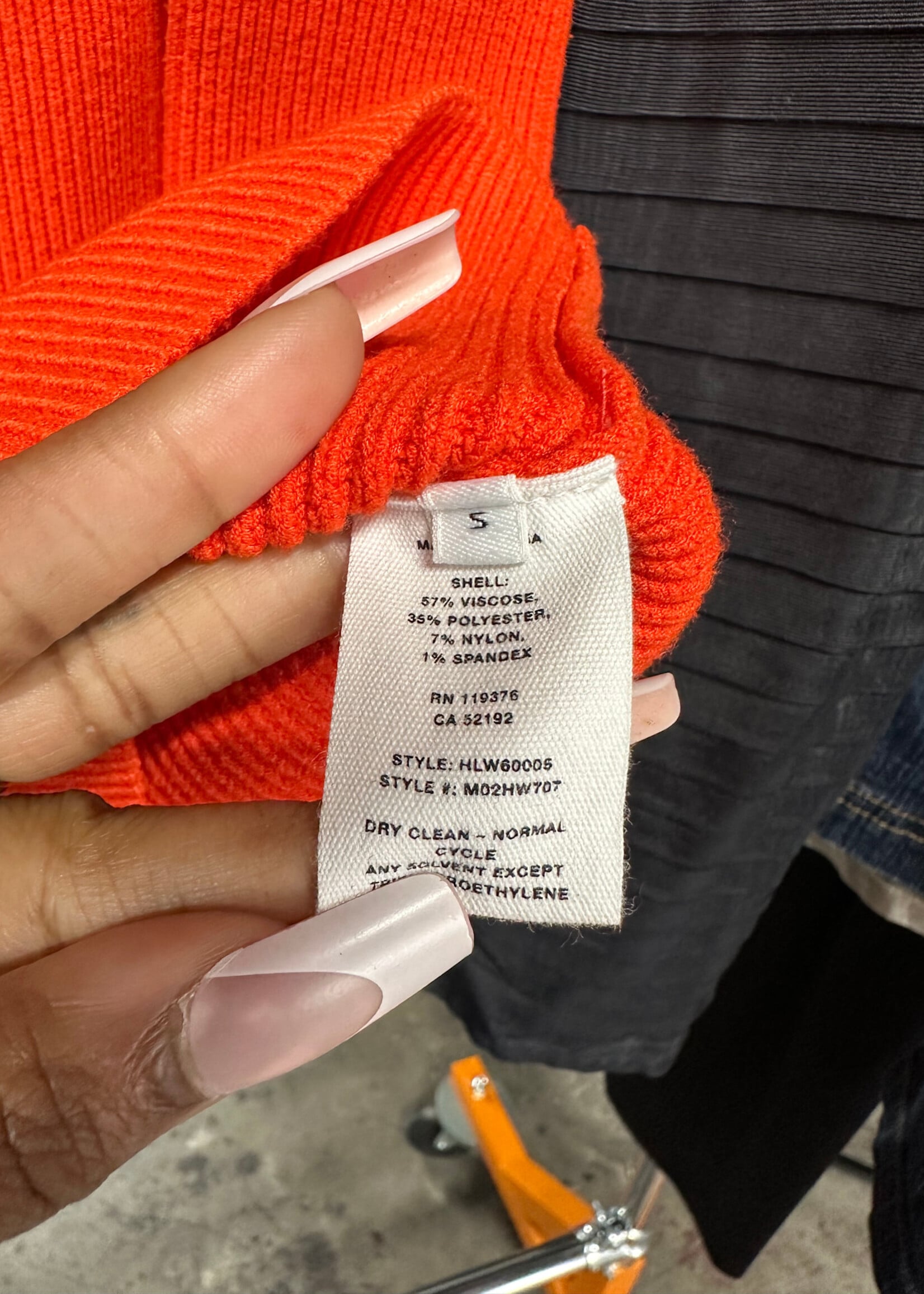 Helmut Lang Orange Ribbed Off Shoulder Dress S