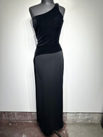 Betsy & Adam One Shoulder Velvet Detail Black Dress M