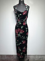 Fredricks Velour Floral Halter MaxI Dress S