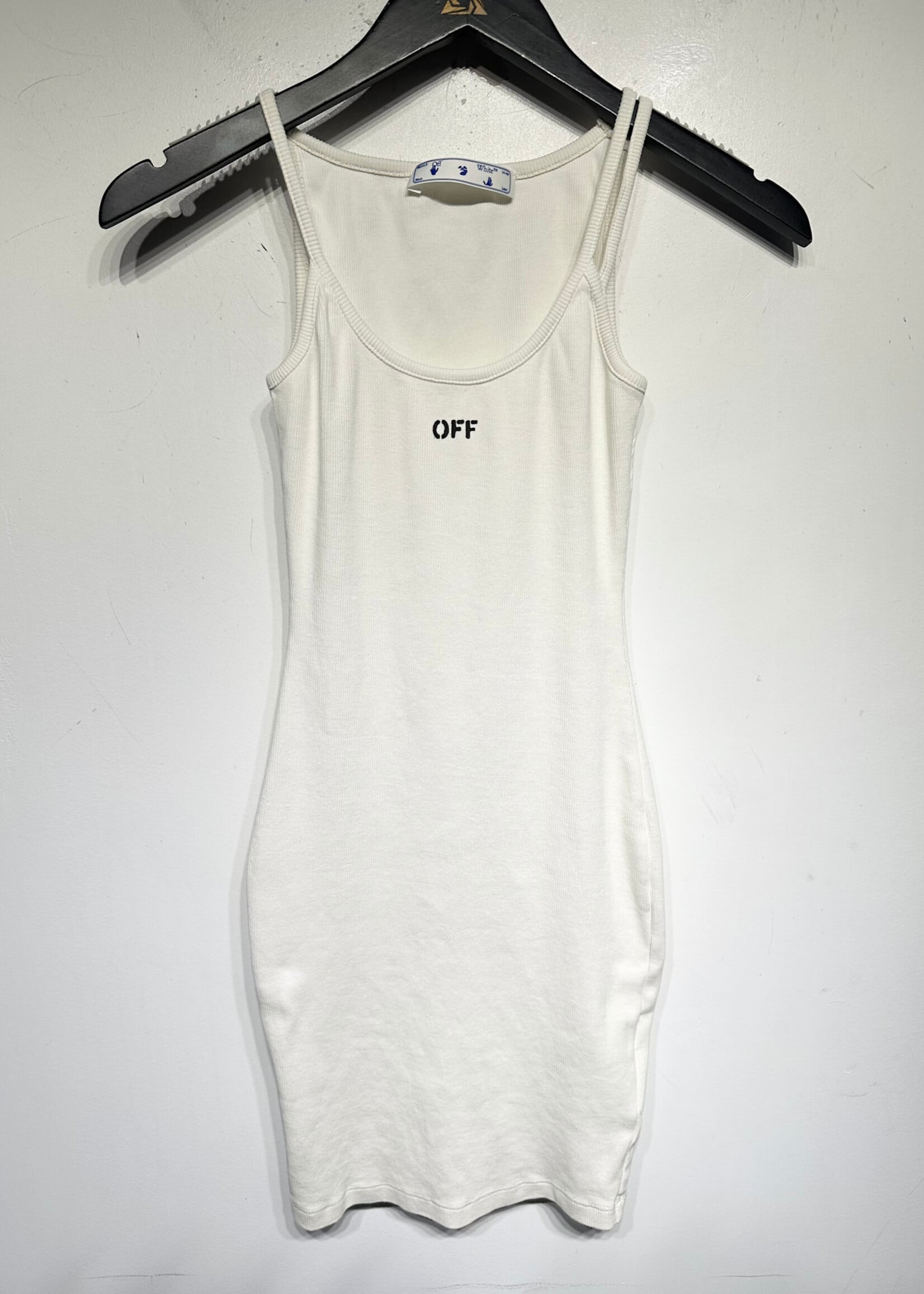 Off-White White Ribbed Bodycon Dress L