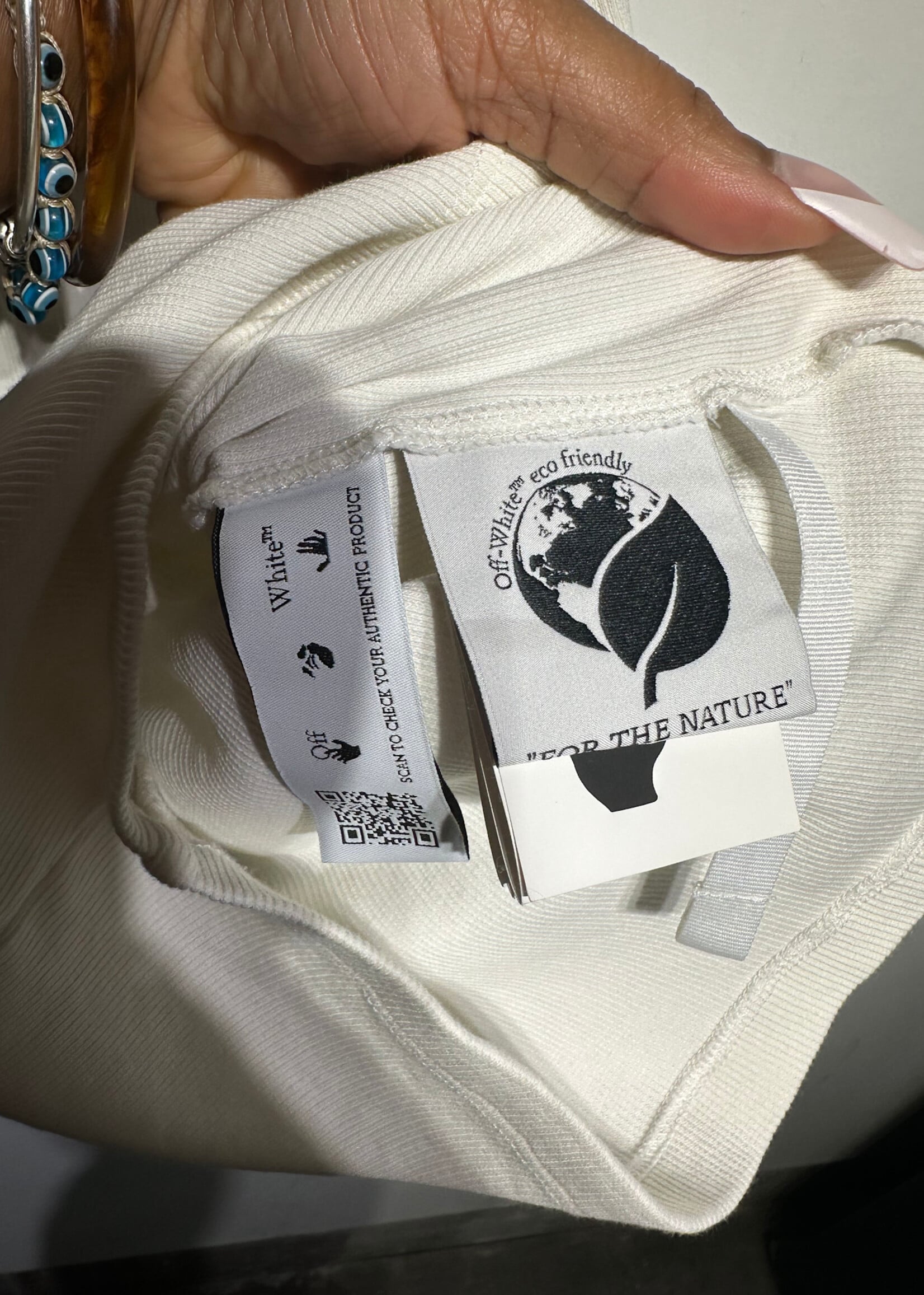 Off-White White Ribbed Bodycon Dress L