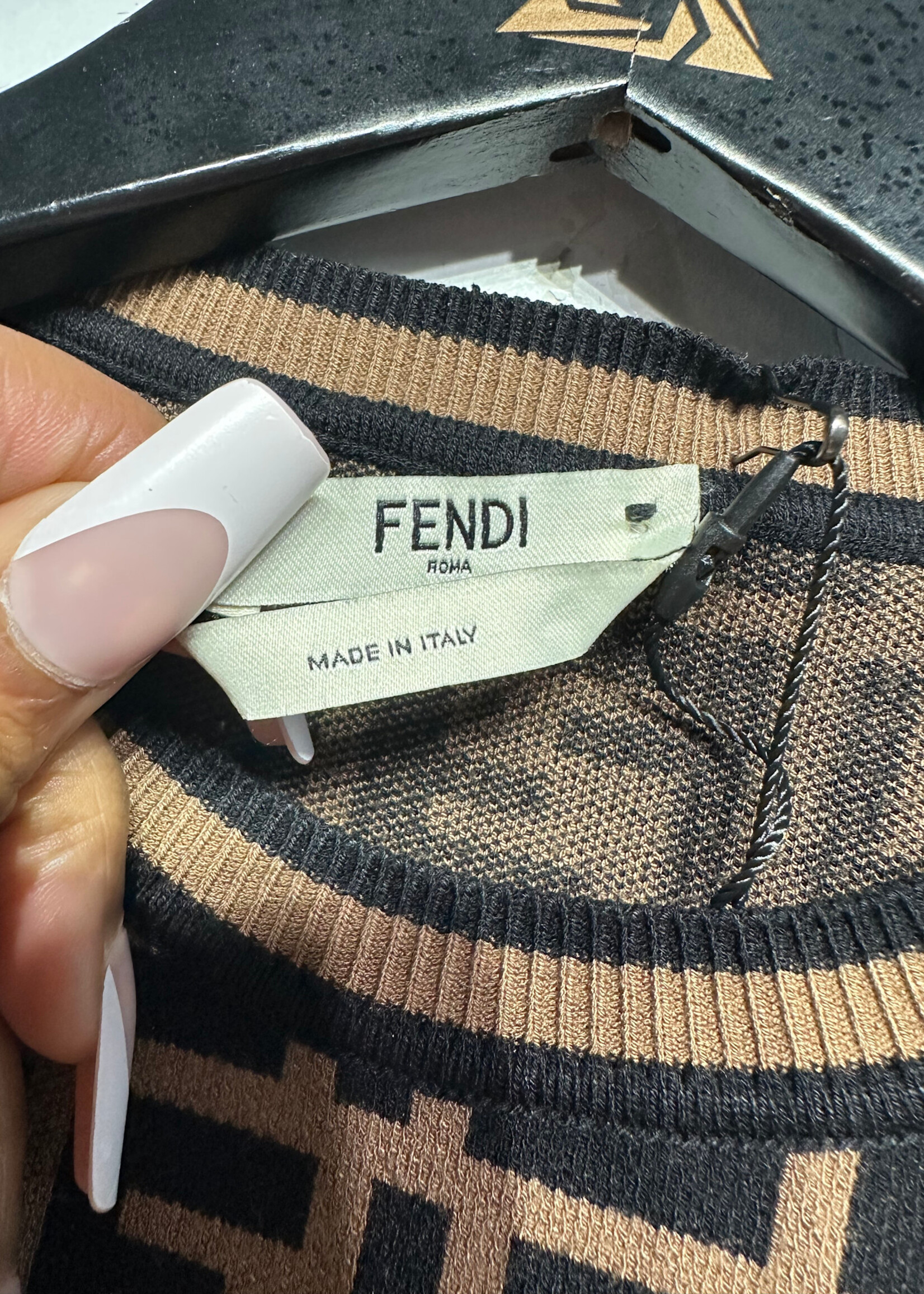 Fendi Brown Monogram Knit Top M