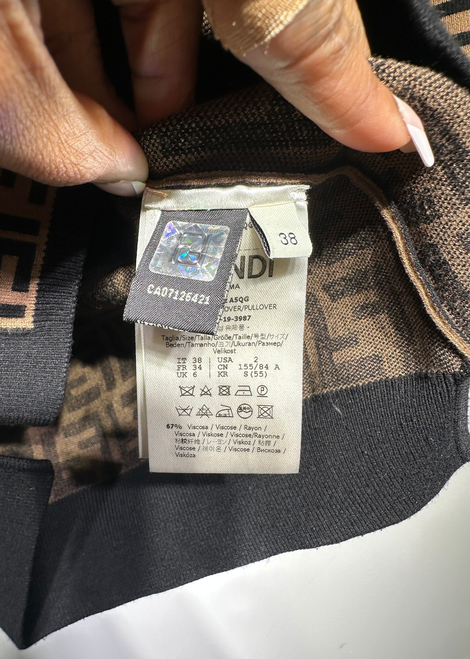 Fendi Brown Monogram Knit Top M