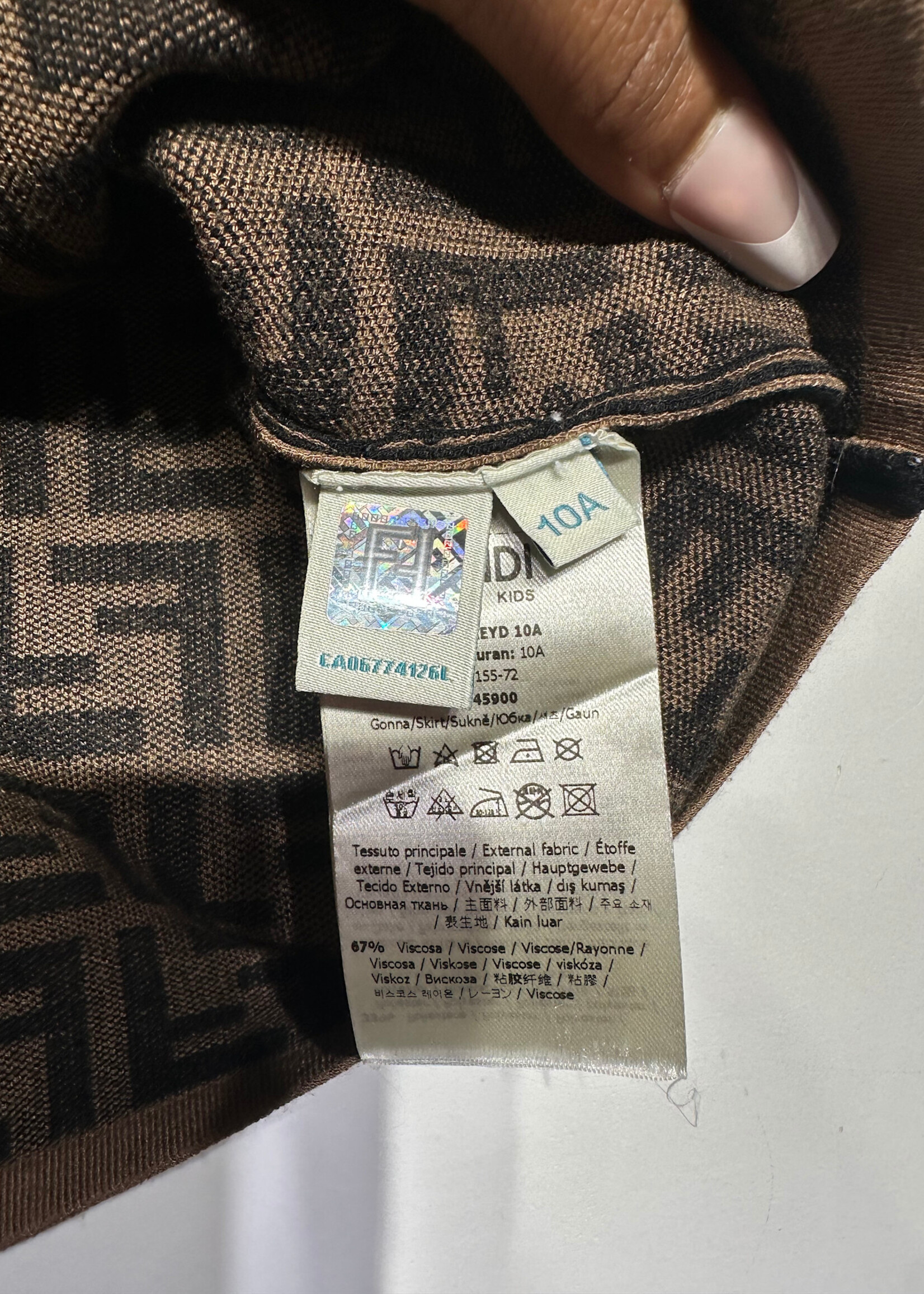 Fendi Kids Monogram Skirt 10Y (23-26")