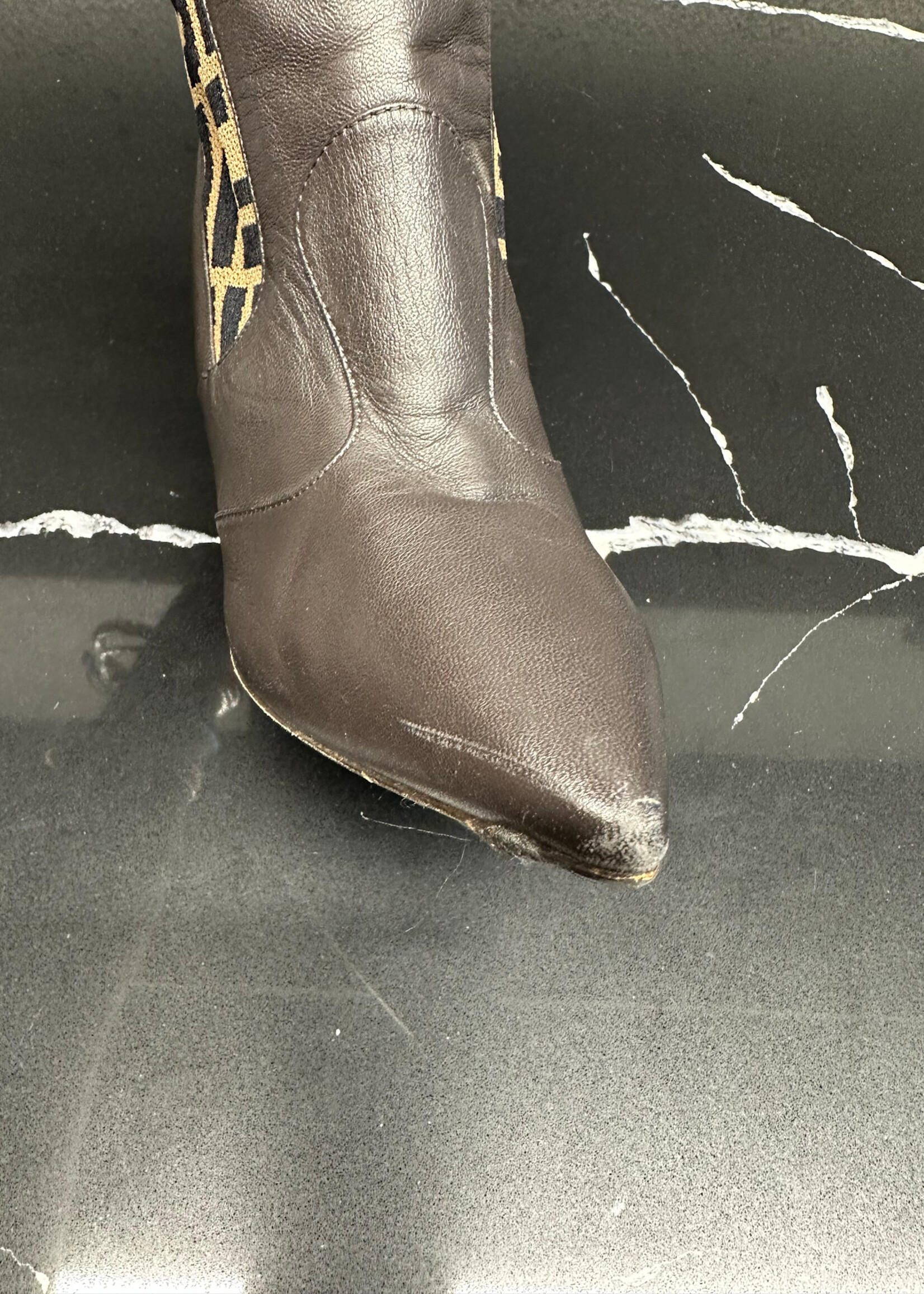 Fendi Zucca Thigh Hi Heels 37.5/7.5 AS IS