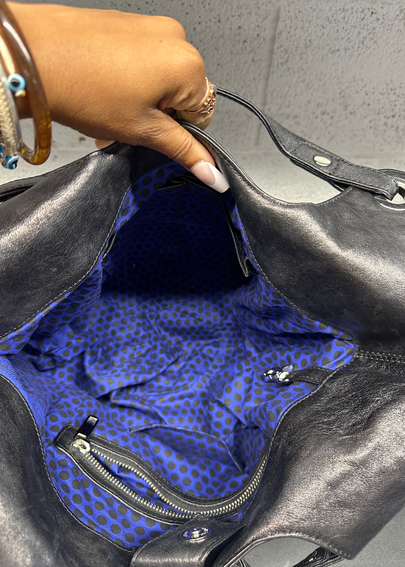 REBECCA MINKOFF BLACK LEATHER STUDDED BAG