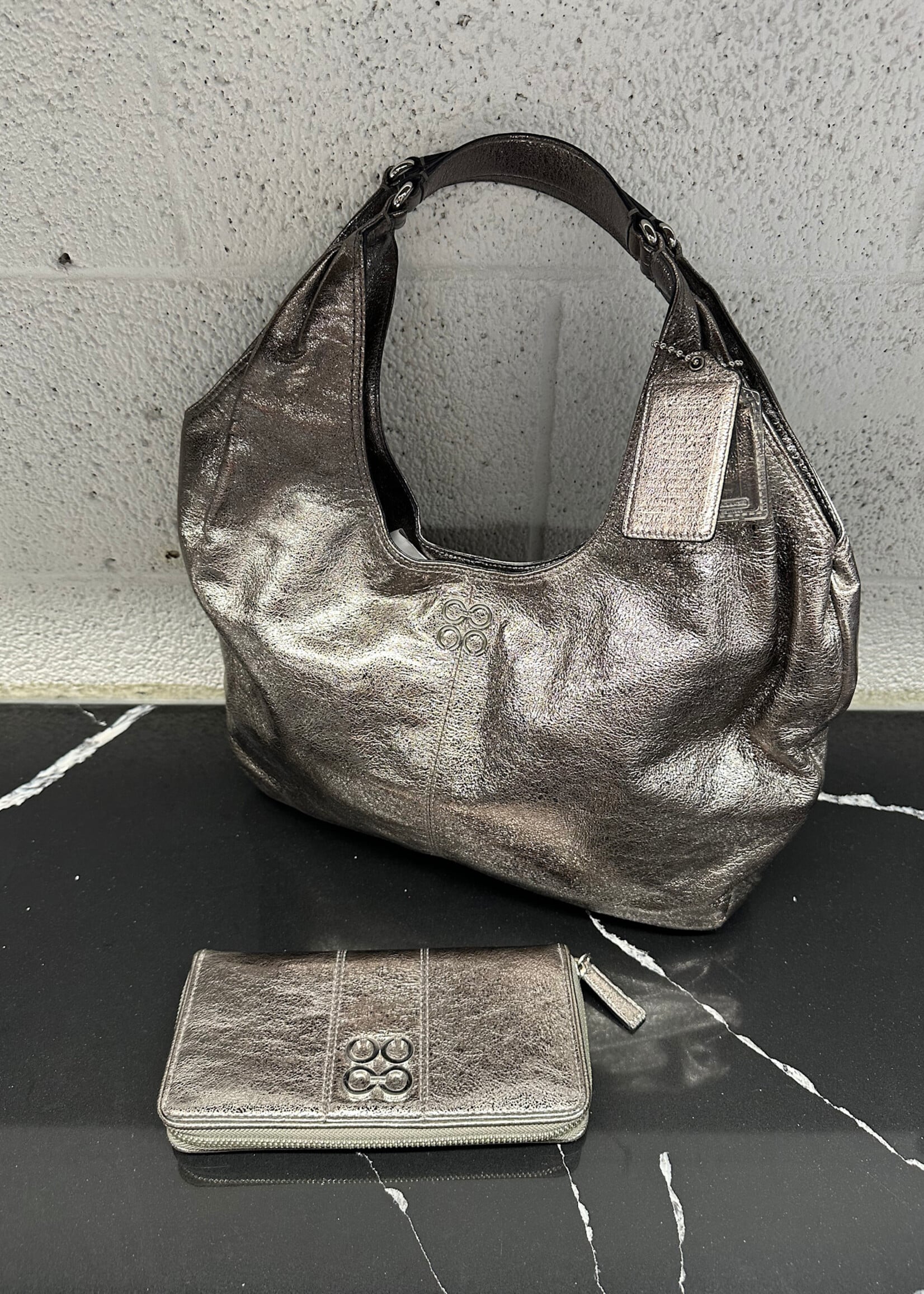 COACH METALLIC JULIA LEATHER HOBO SET