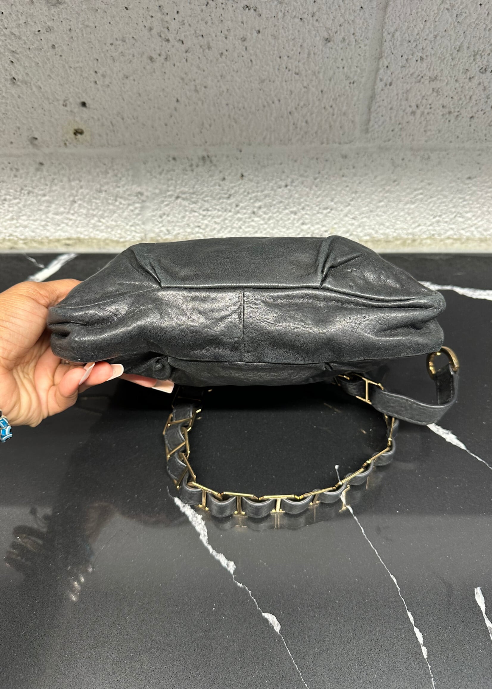 TORY BURCH BLACK/GOLD LEATHER AS IS