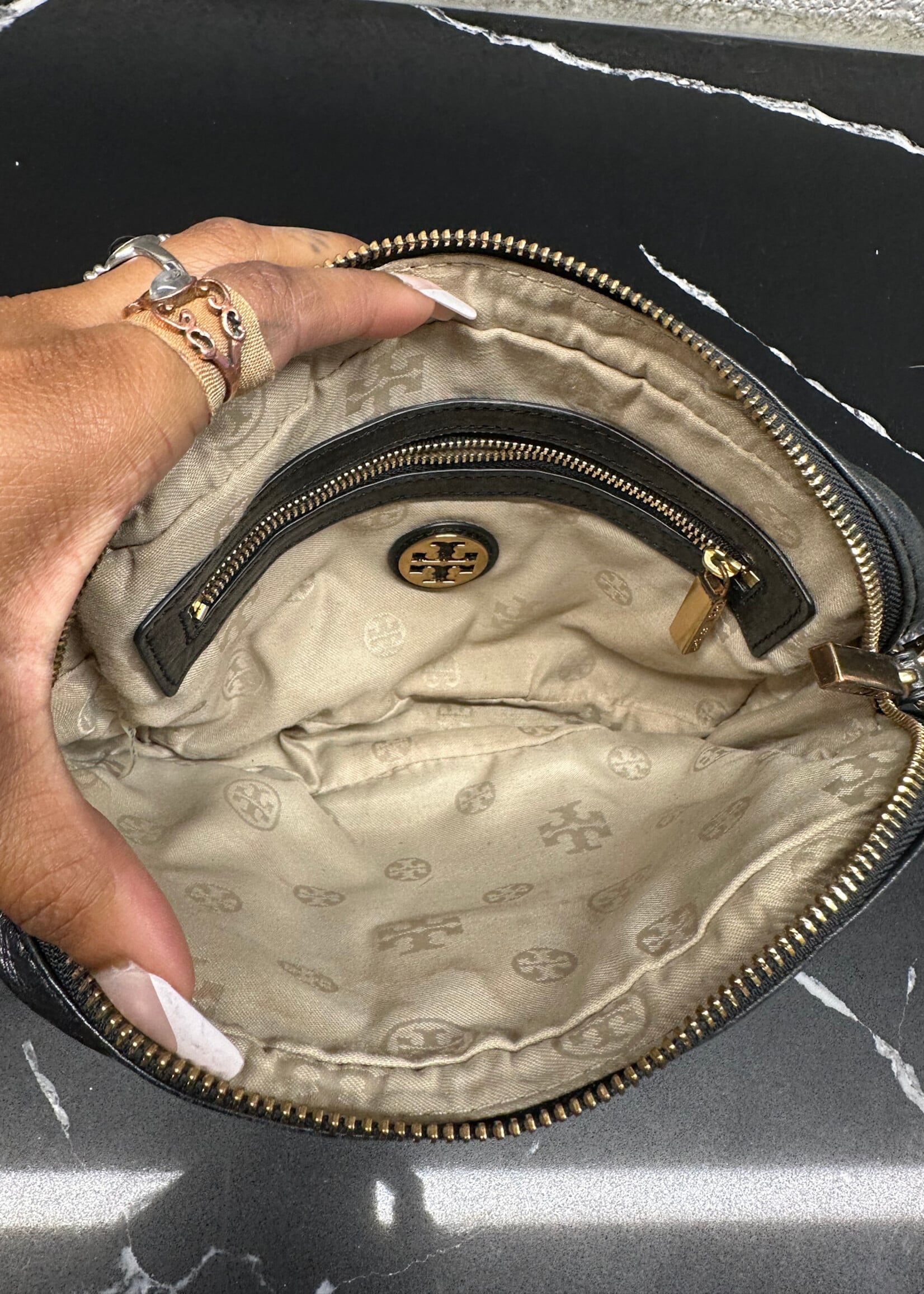 TORY BURCH BLACK/GOLD LEATHER AS IS