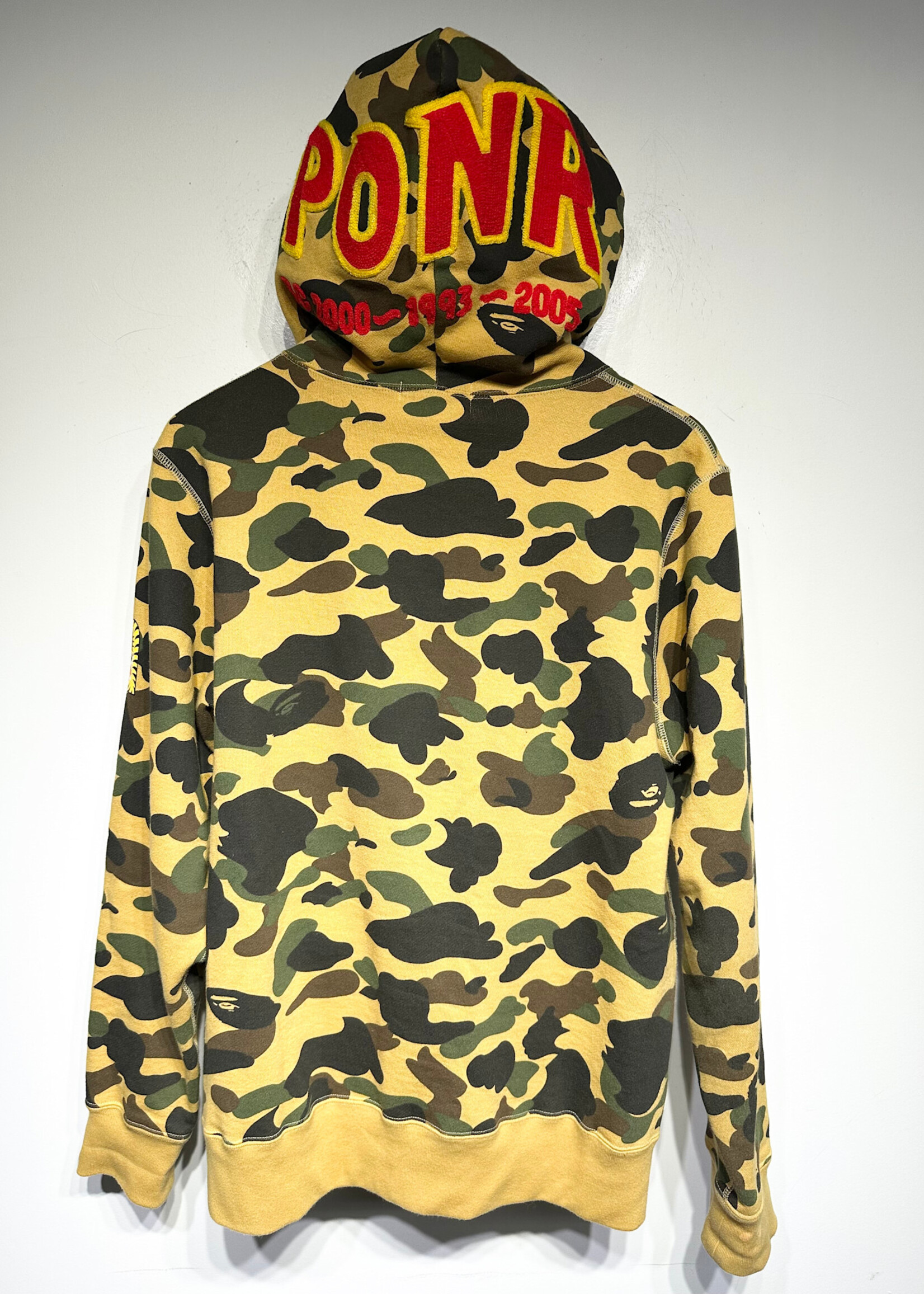 Bape PONR Yellow Camo Shark Hoodie M