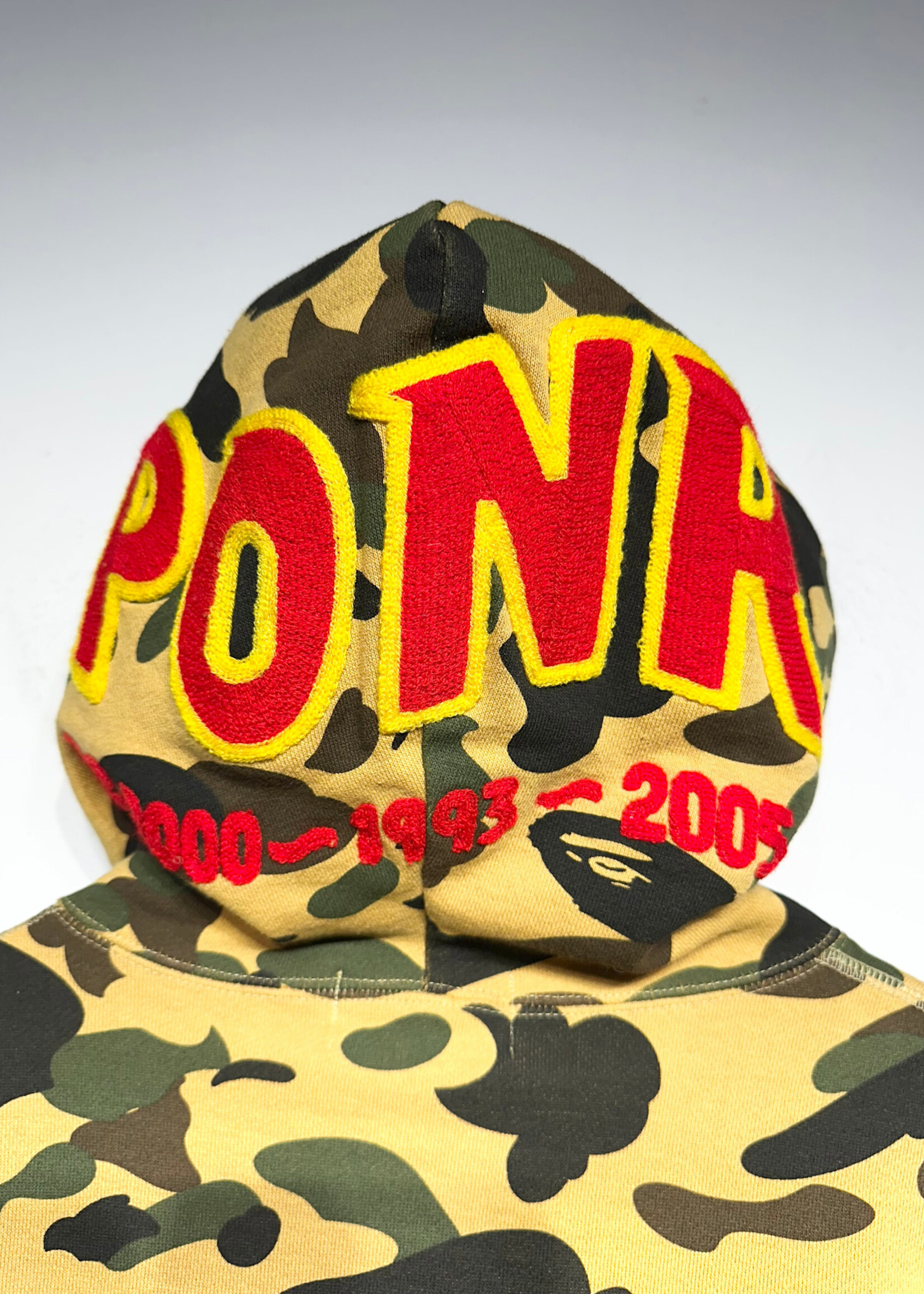 Bape PONR Yellow Camo Shark Hoodie M