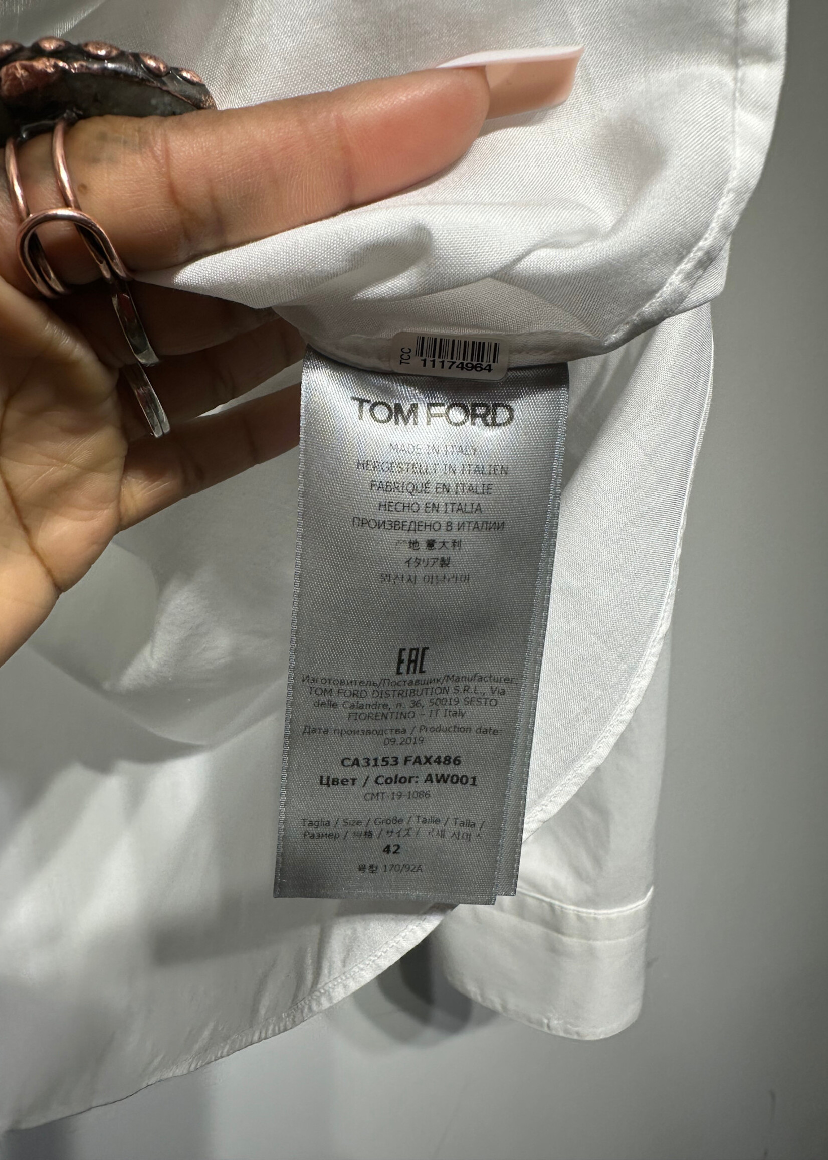 Tom Ford White Front Pleat Dress Shirt L