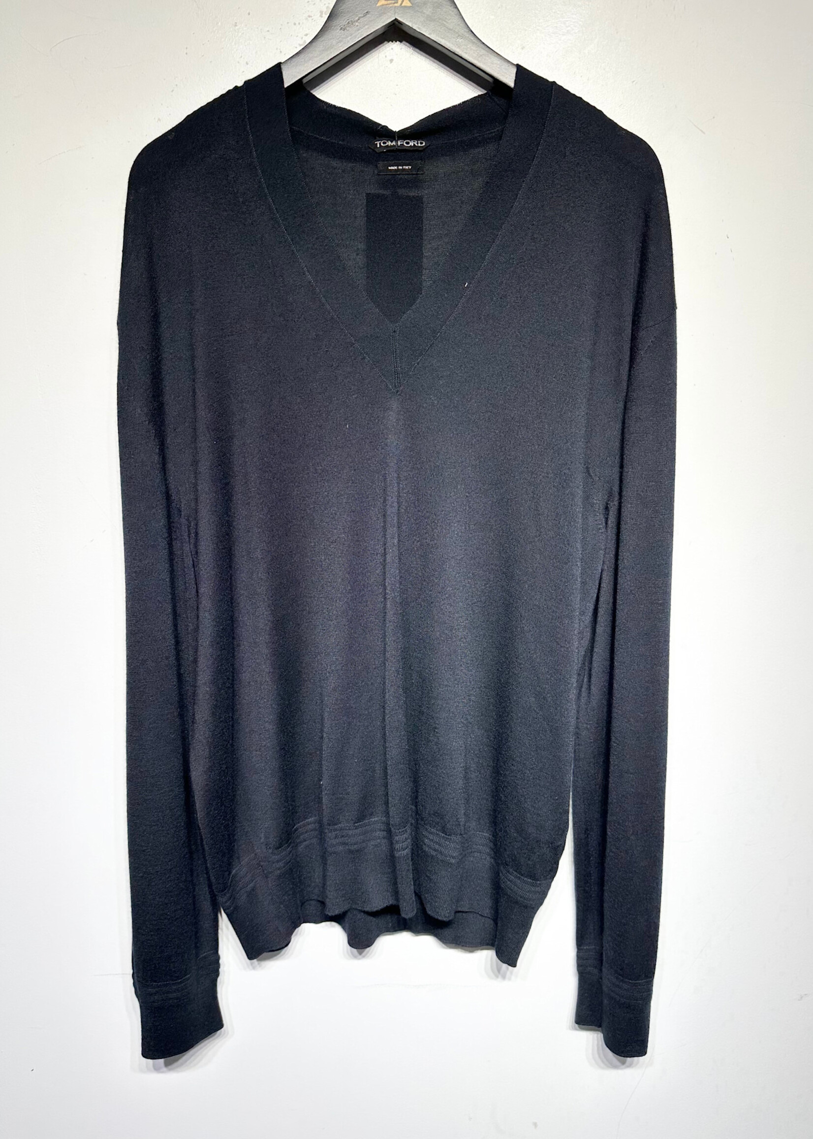 Tom Ford Navy Blue Cashmere V Neck Sweater XL