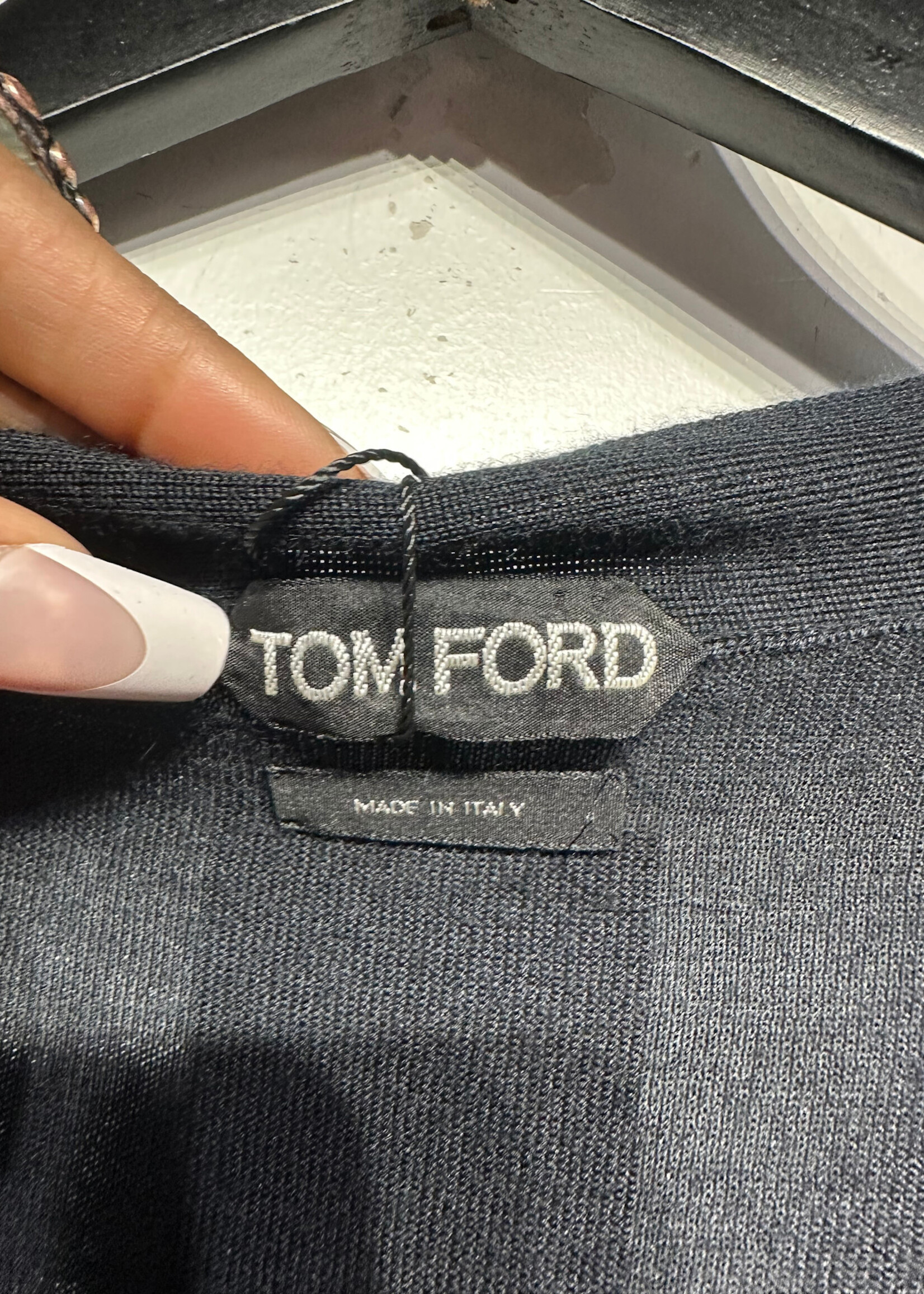 Tom Ford Navy Blue Cashmere V Neck Sweater XL