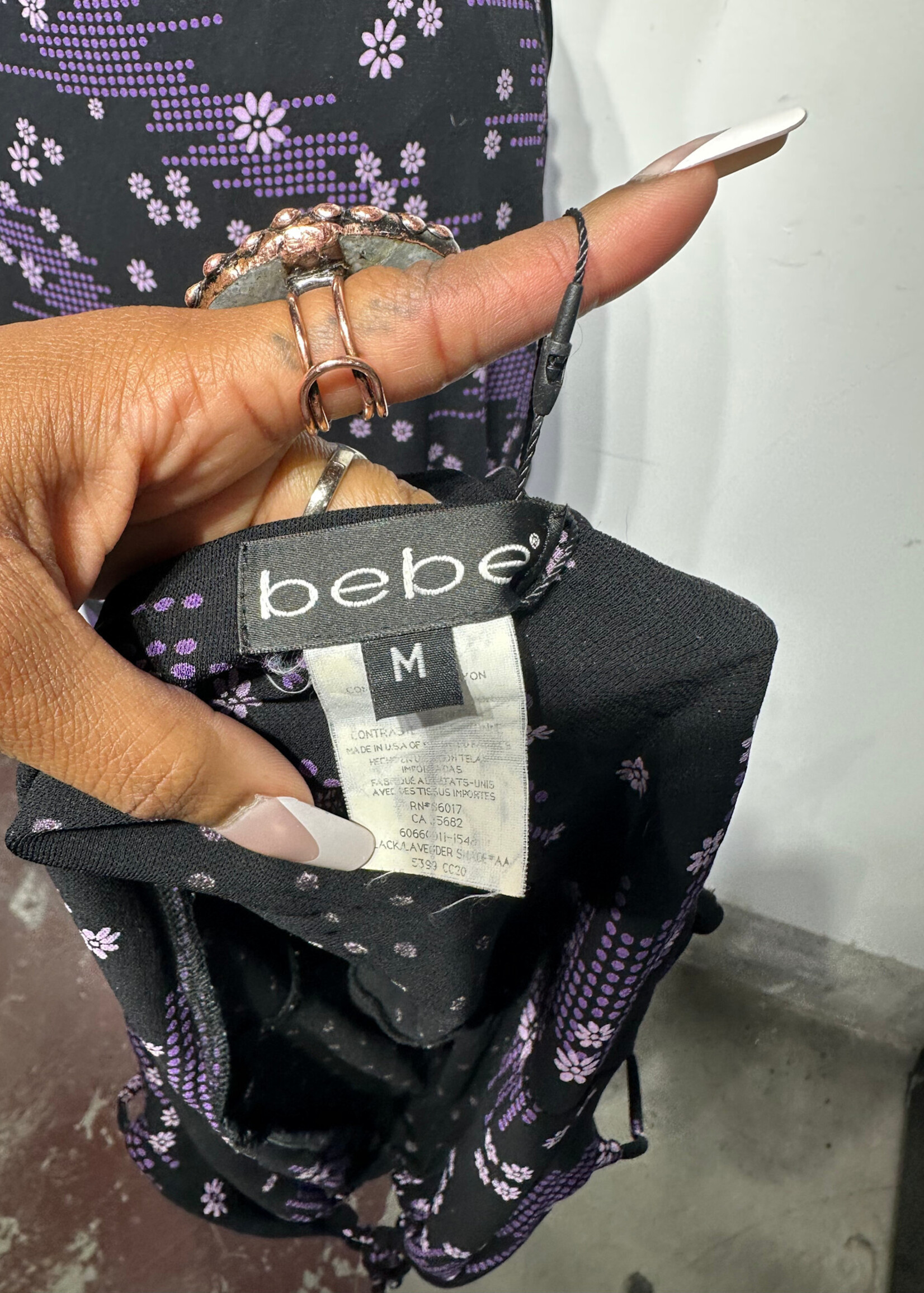 Bebe Black/Purple Floral Set M