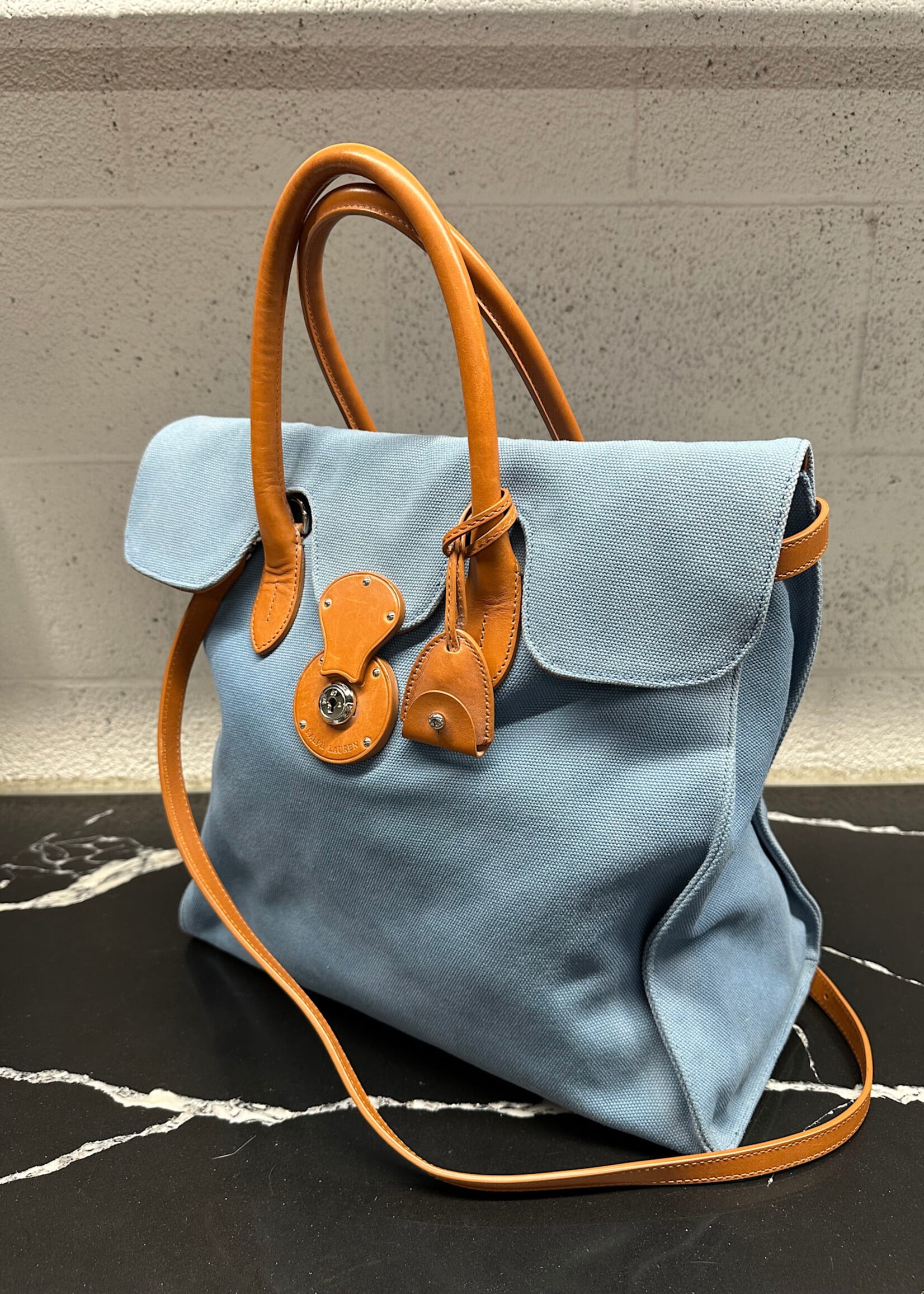 Ralph Lauren Blue Canvas Tote Bag OS