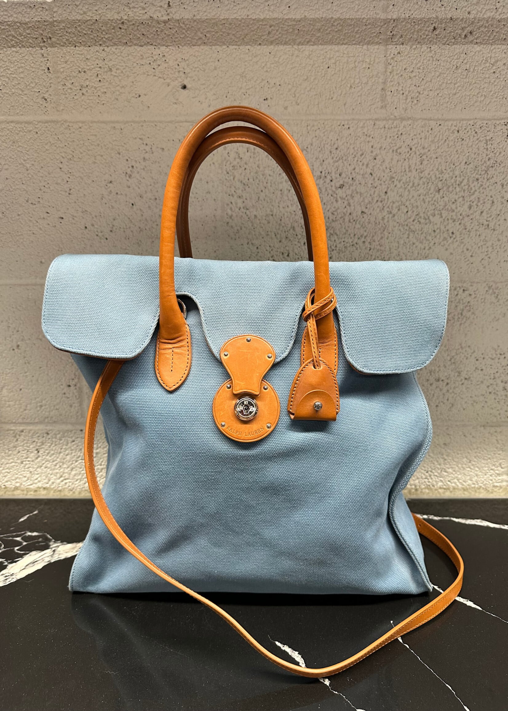 Ralph Lauren Blue Canvas Tote Bag OS