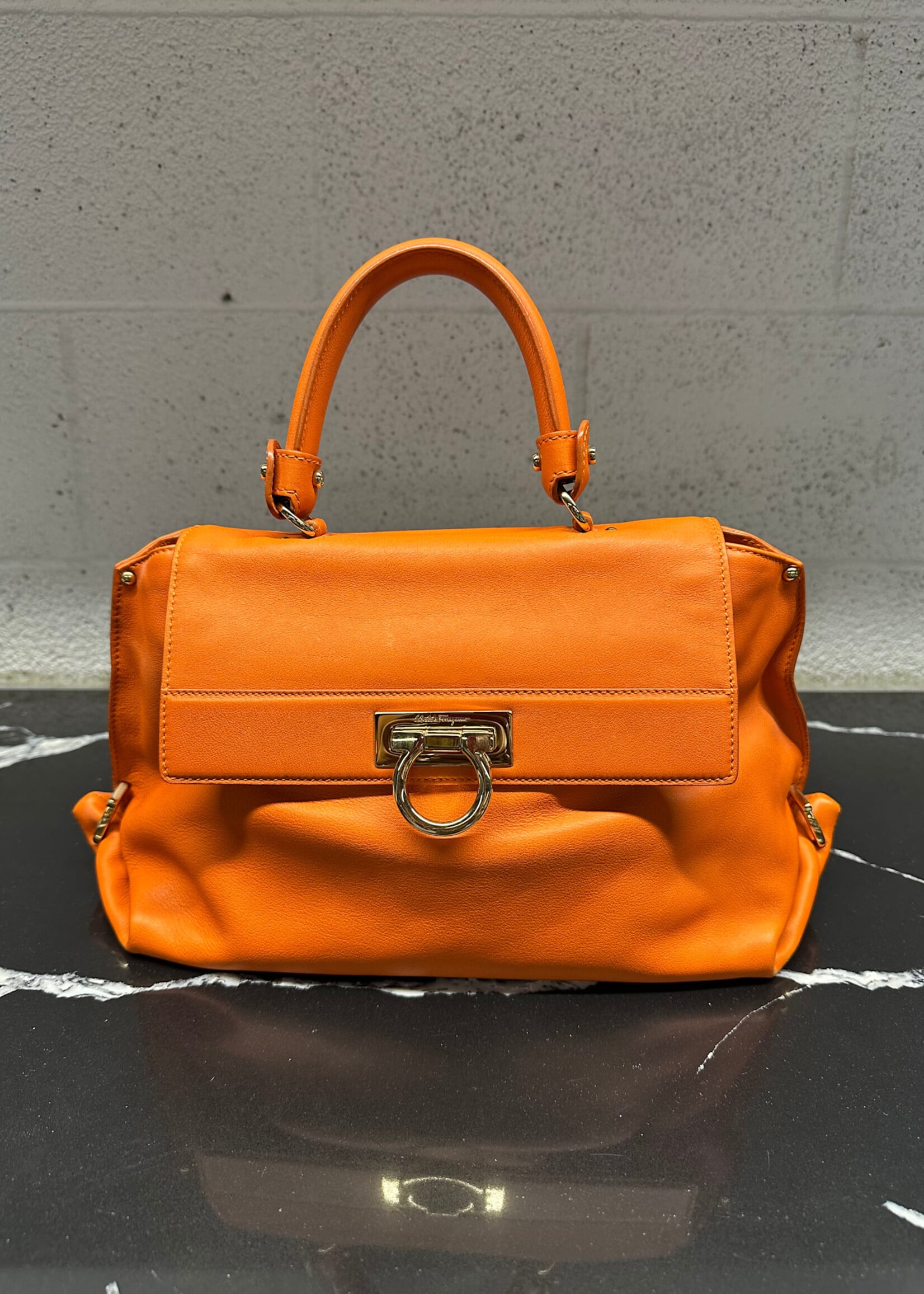 Ferragamo Sofia Orange Leather Handbag