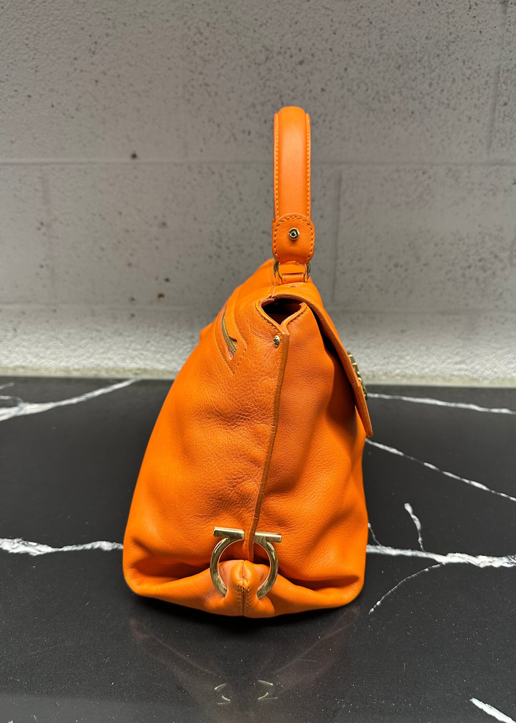 Ferragamo Sofia Orange Leather Handbag