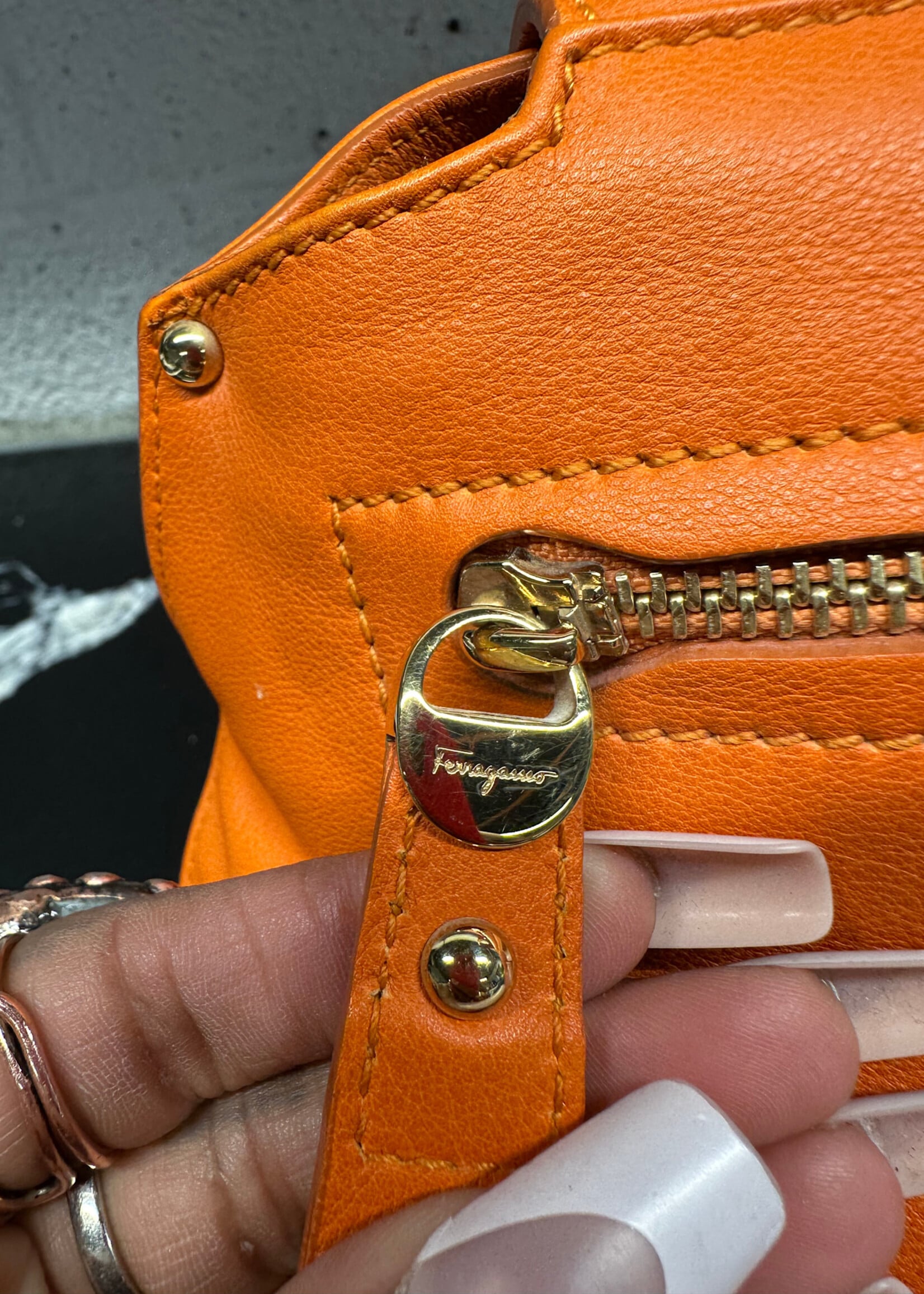 Ferragamo Sofia Orange Leather Handbag