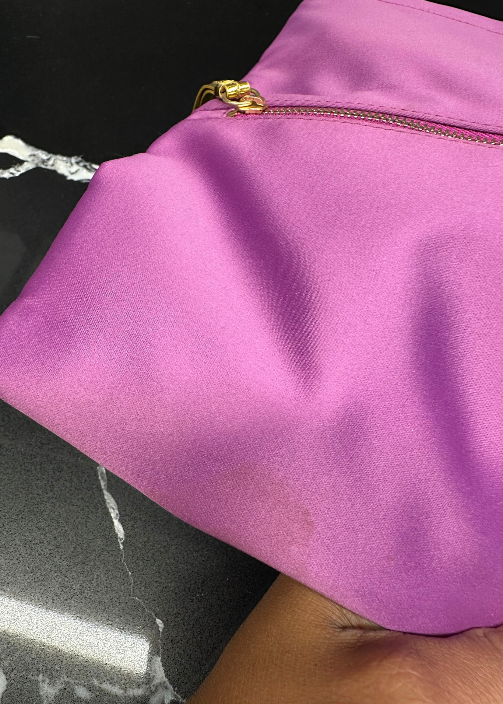 Coach Amanda Foldover Purple Satin Clutch AS IS