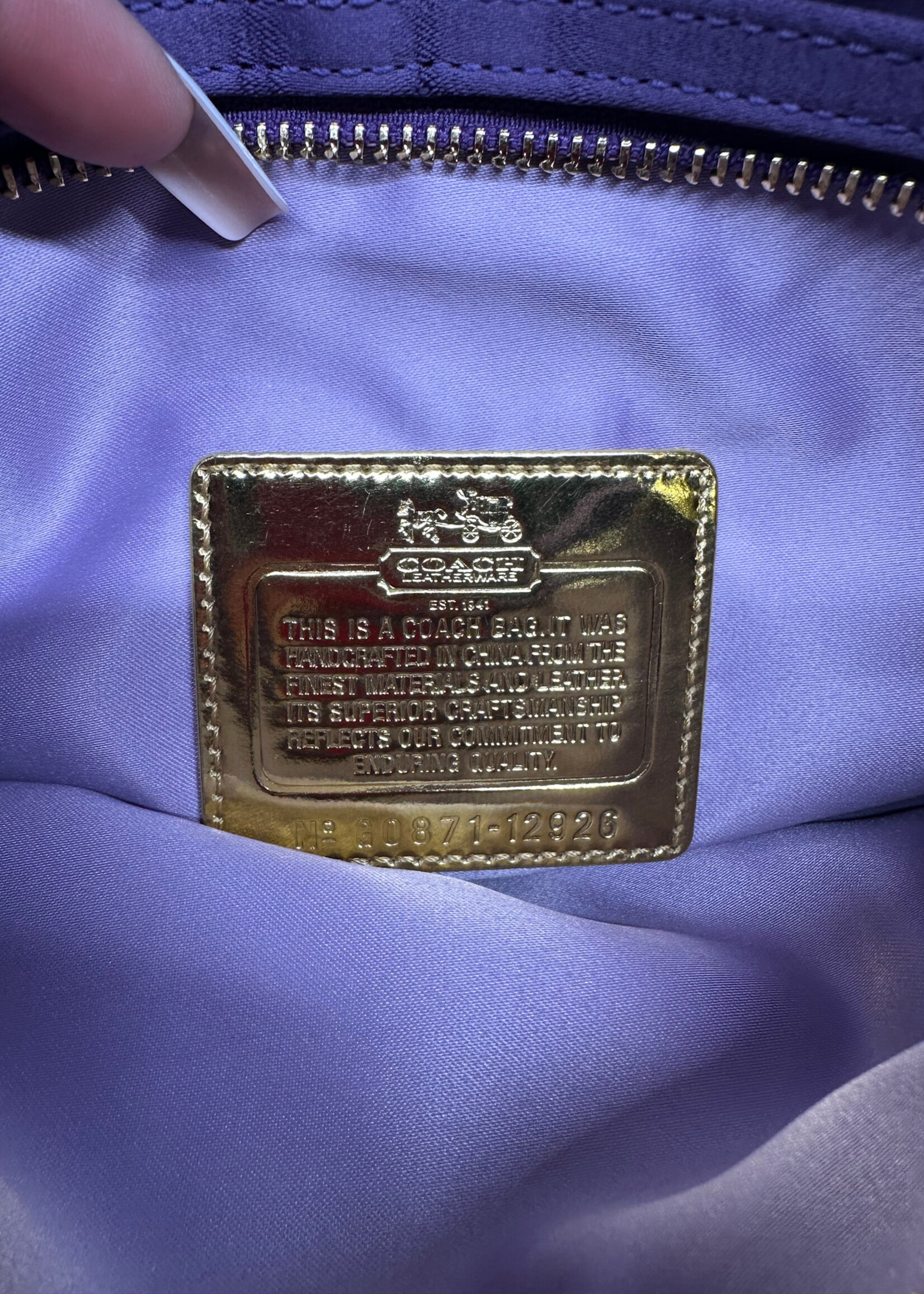 Coach Amanda Foldover Purple Satin Clutch AS IS