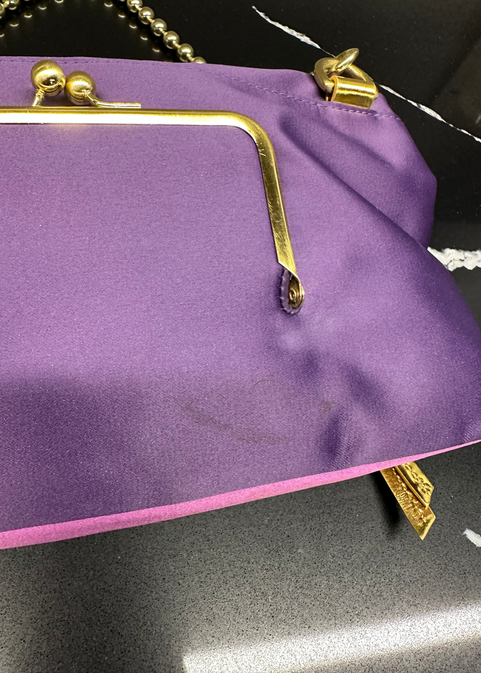 Coach Amanda Foldover Purple Satin Clutch AS IS