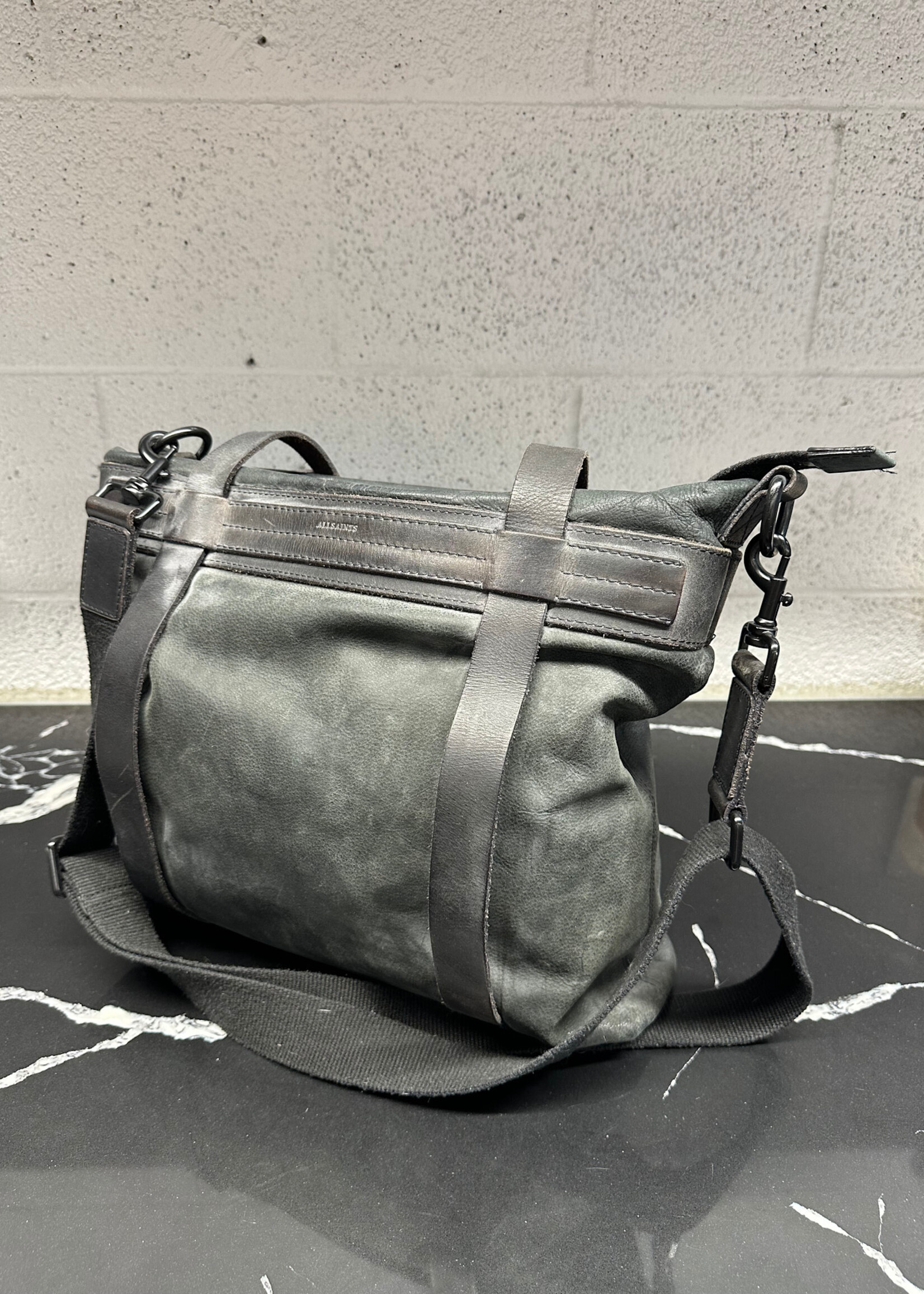 Allsaints Black All Leather Tote