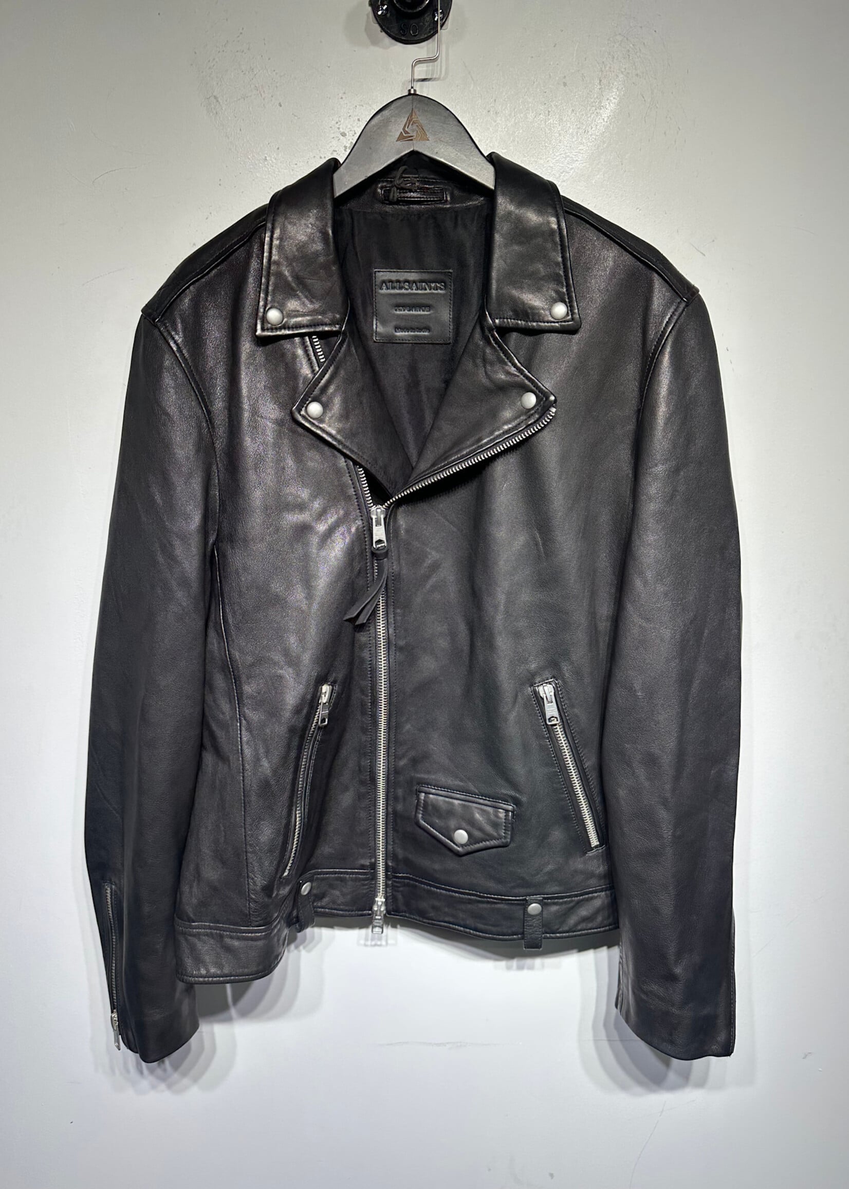 NWT Allsaints Dark Brown Leather Moto Jacket XXL