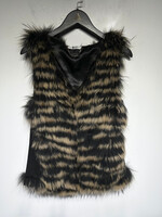 Liu Jo Brown Black Raccoon Fur Vest Fem L