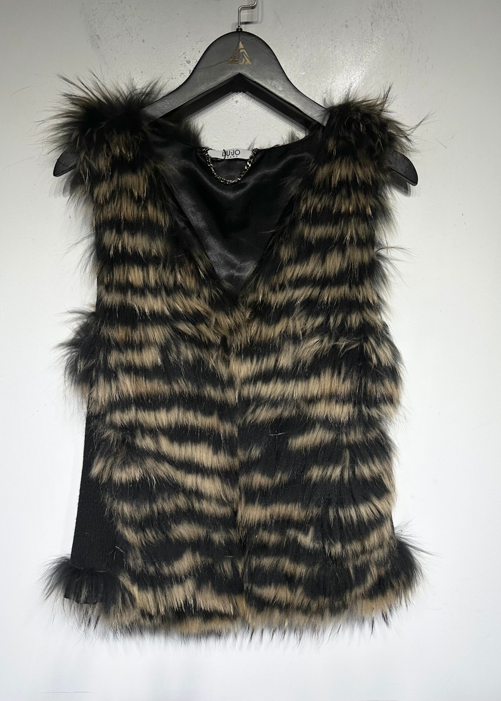 Liu Jo Brown Black Raccoon Fur Vest Fem L