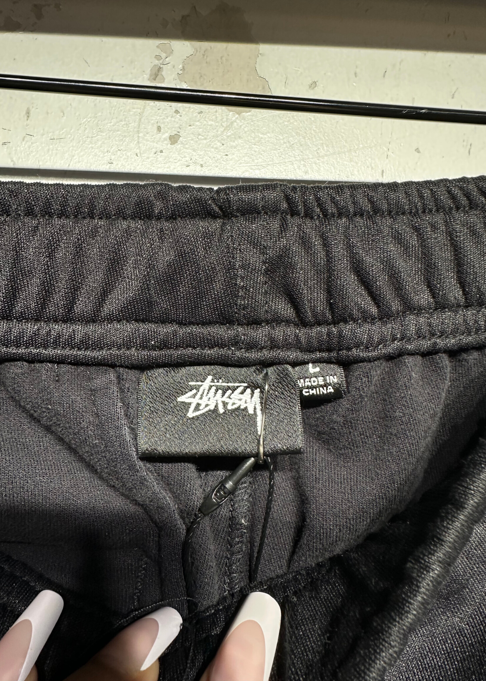 Stussy Black Mid Seam Small Logo Nylon Sweats 31-34"