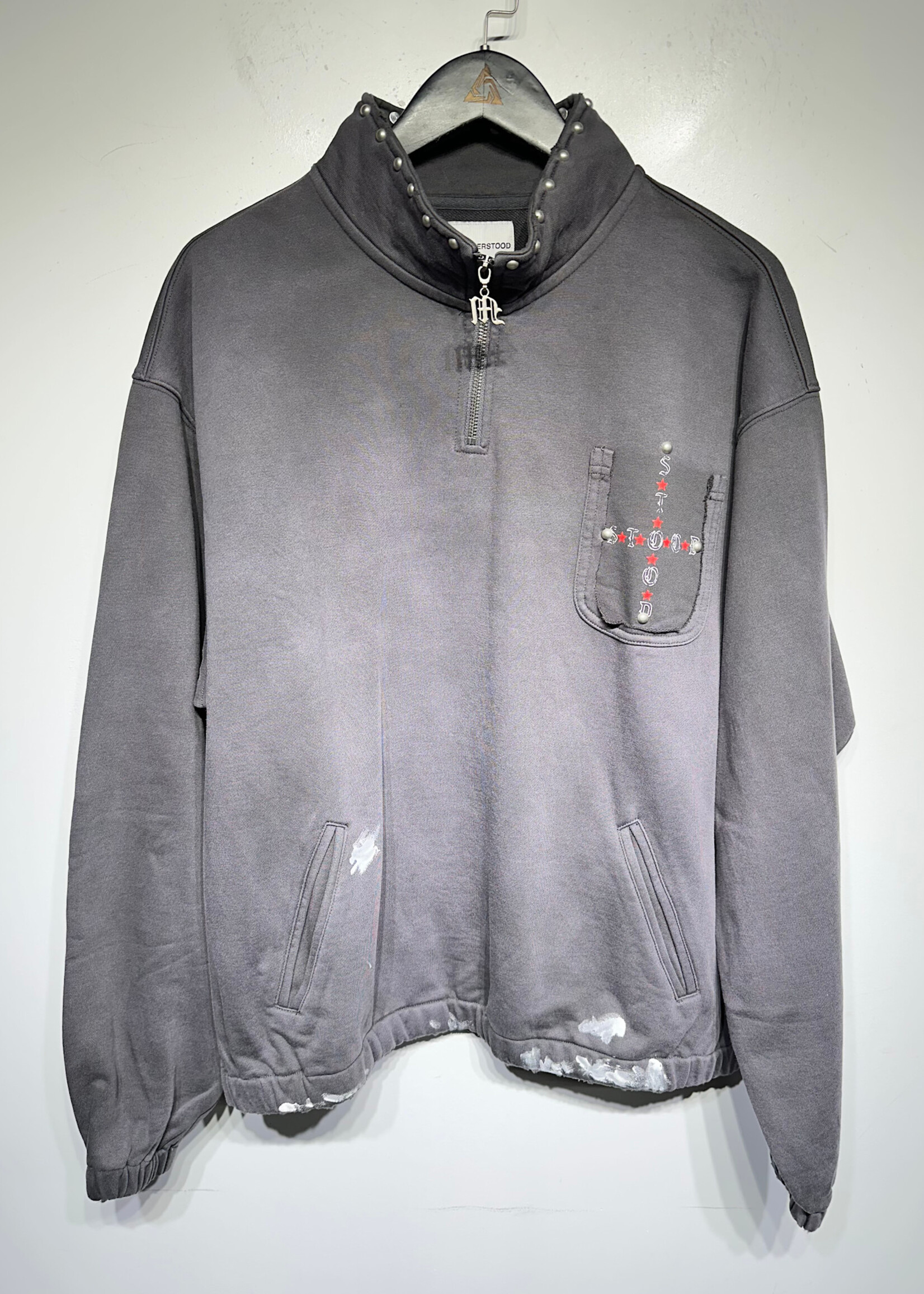 Misunderstood Grey Studded Paint Splatter Sweater S