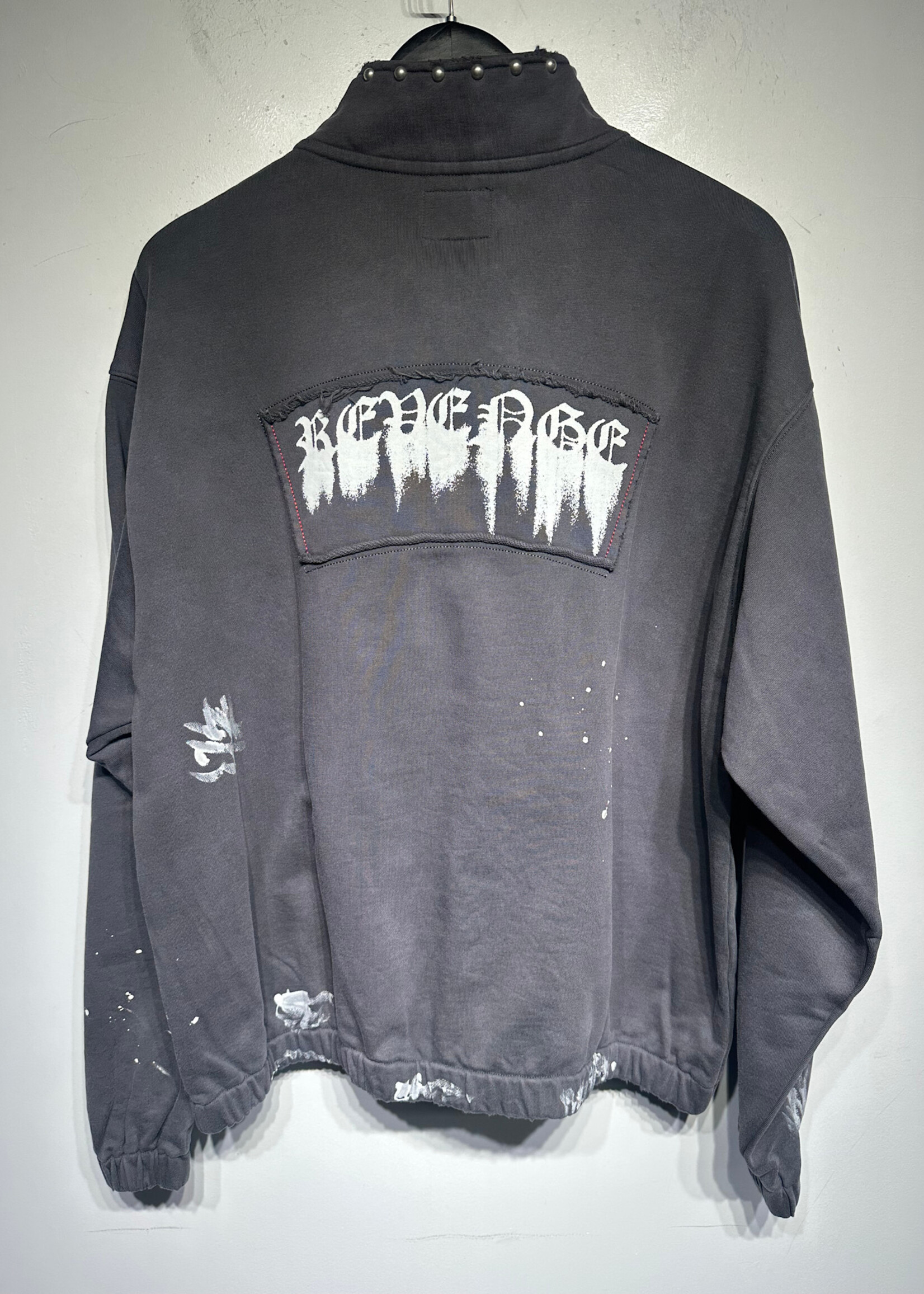 Misunderstood Grey Studded Paint Splatter Sweater S