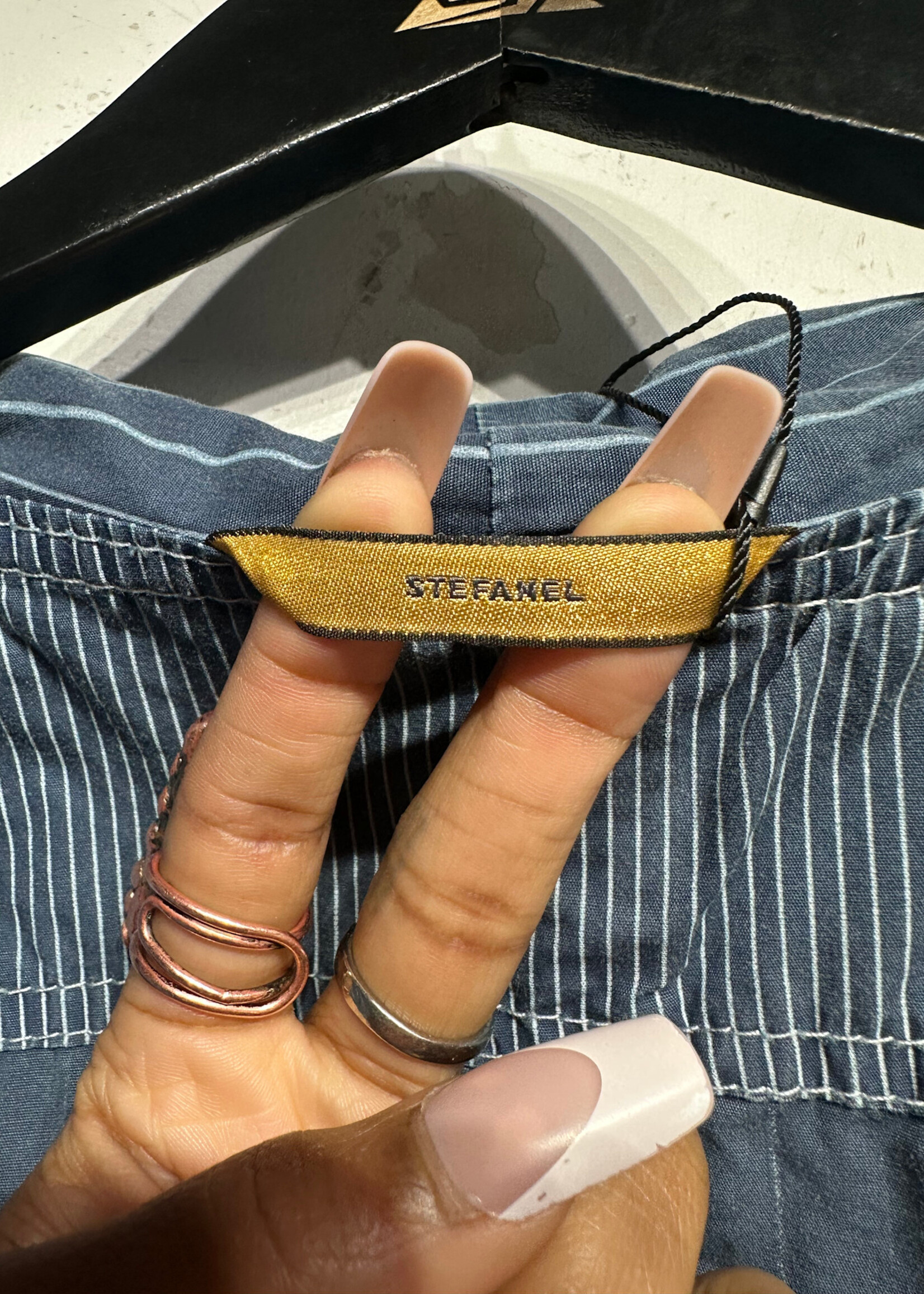 Stefanel Blue Pinstripe Fitted Blazer Fem M