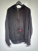 Dickies Black Faded Distressed Zip Hoodie XL