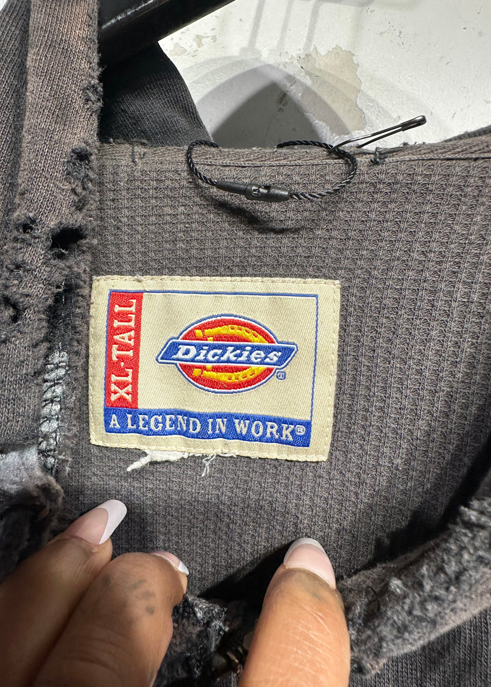 Dickies Black Faded Distressed Zip Hoodie XL