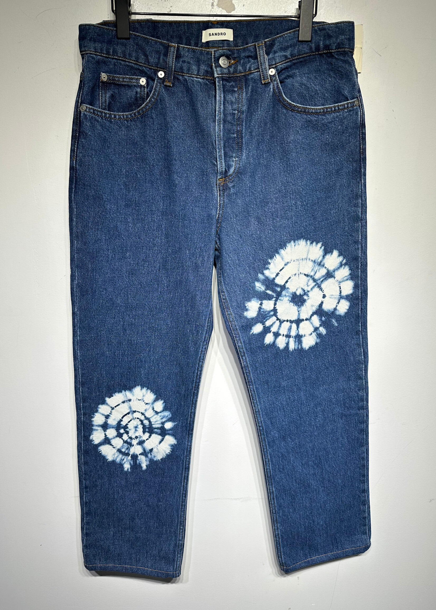 Sandro NWT Tie Dye Swirl Dark Blue Wash Jeans 30